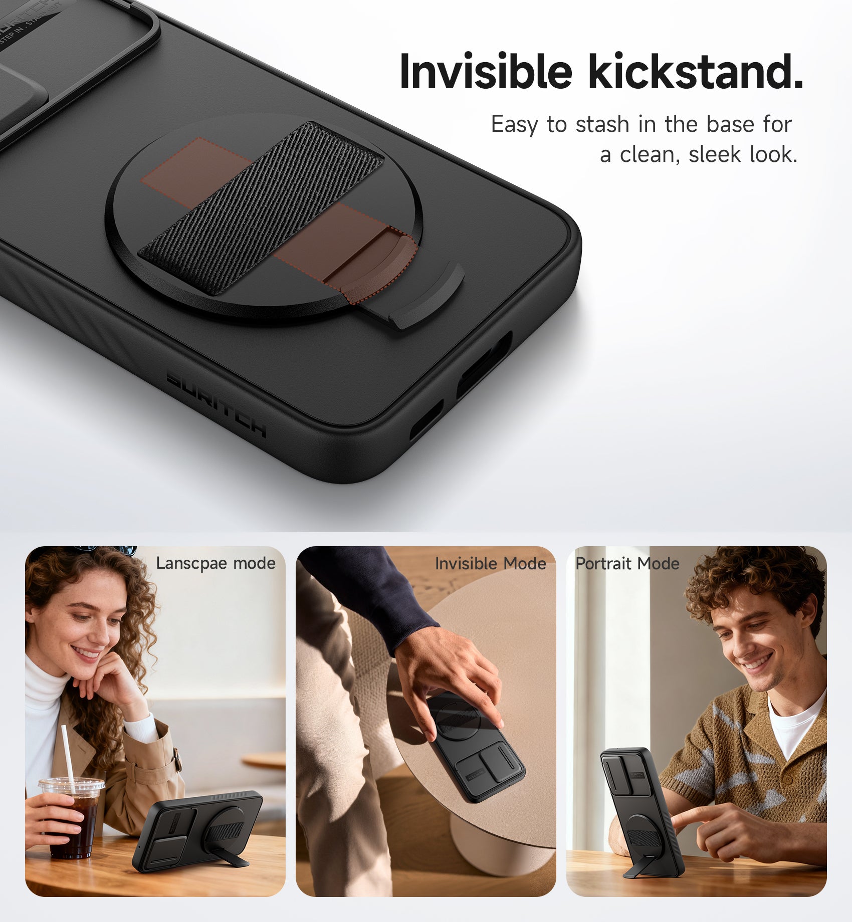 Suritch Case for Samsung Galaxy S23 Plus with 360° Rotatable Hand Strap Phone Grip Invisible Kickstand Slide Camera Cover Rugged Shockproof Protective Cover