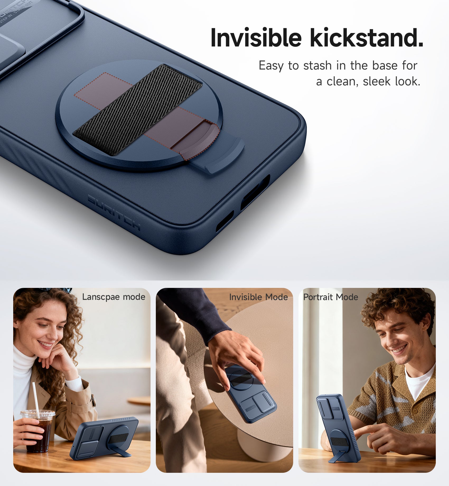 Suritch Case for Samsung Galaxy S23 Plus with 360° Rotatable Hand Strap Phone Grip Invisible Kickstand Slide Camera Cover Rugged Shockproof Protective Cover