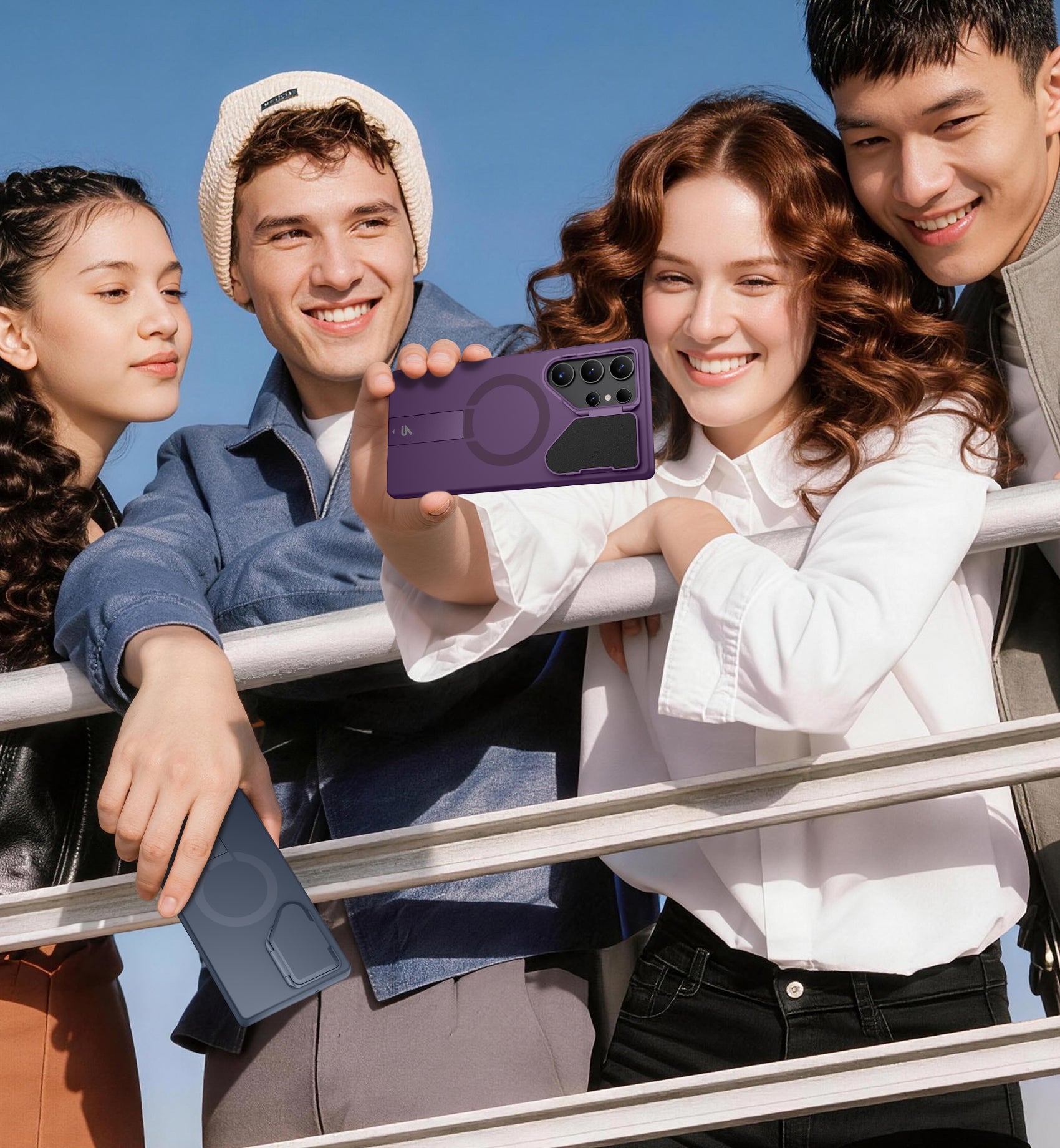 Suritch Case for Samsung Galaxy S23 Ultra Magnetic Protective Cover with Camera Cover Adjustable Metal Kickstand
