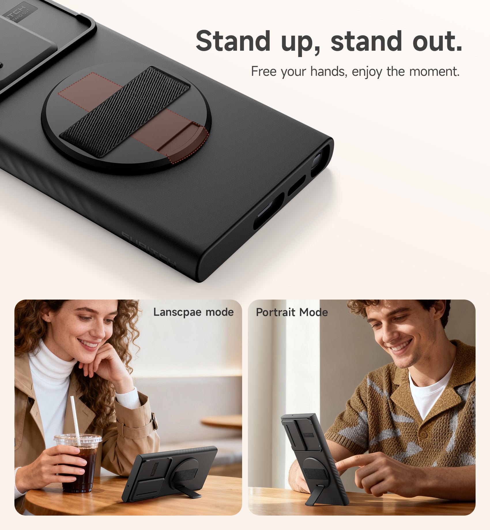 Suritch Case for Samsung Galaxy S23 Ultra with 360° Rotatable Hand Strap Phone Grip Invisible Kickstand Slide Camera Cover Rugged Shockproof Protective Cover