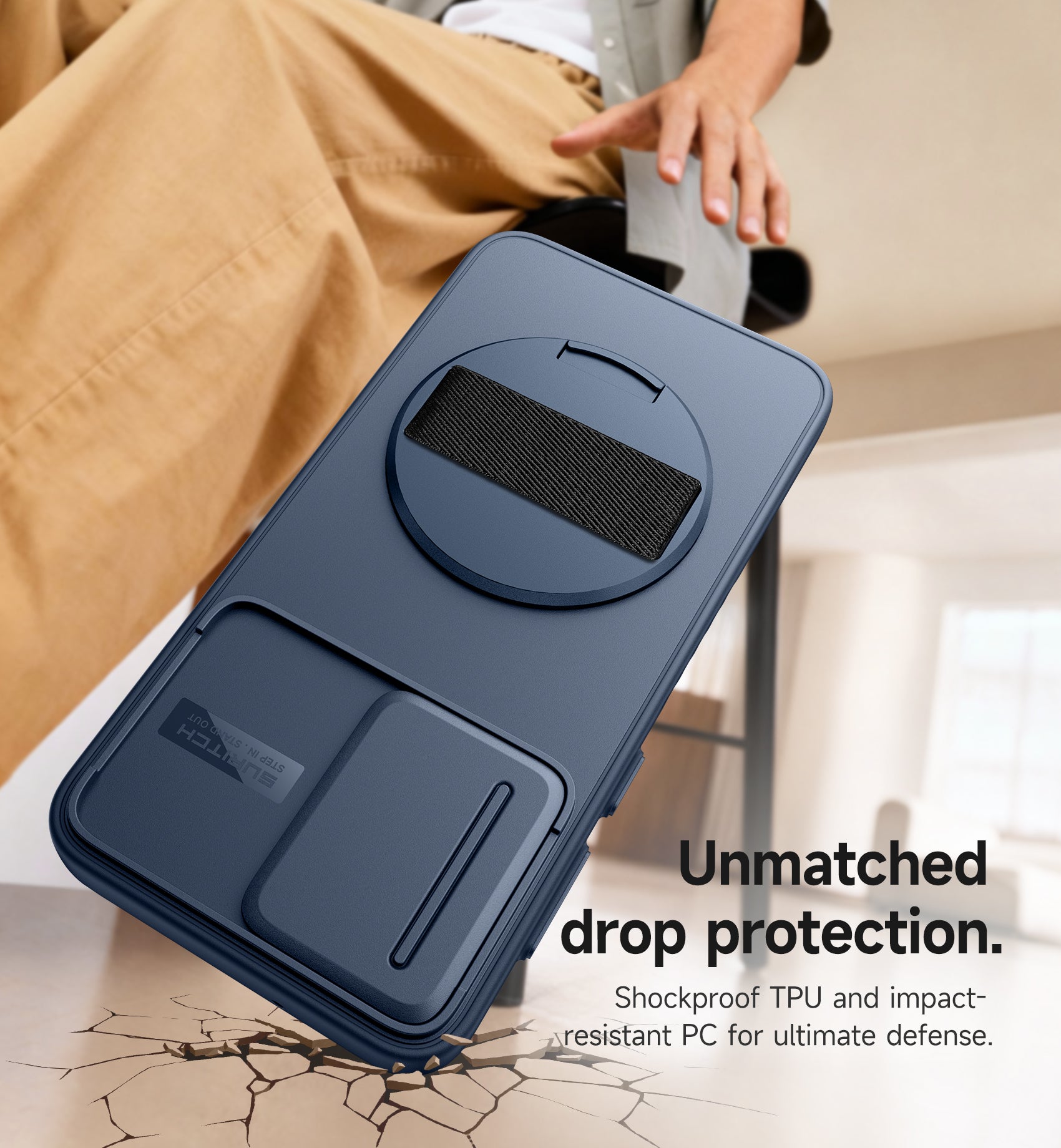 Suritch Case for Samsung Galaxy S23 with 360° Rotatable Hand Strap Phone Grip Invisible Kickstand Slide Camera Cover Rugged Shockproof Protective Cover
