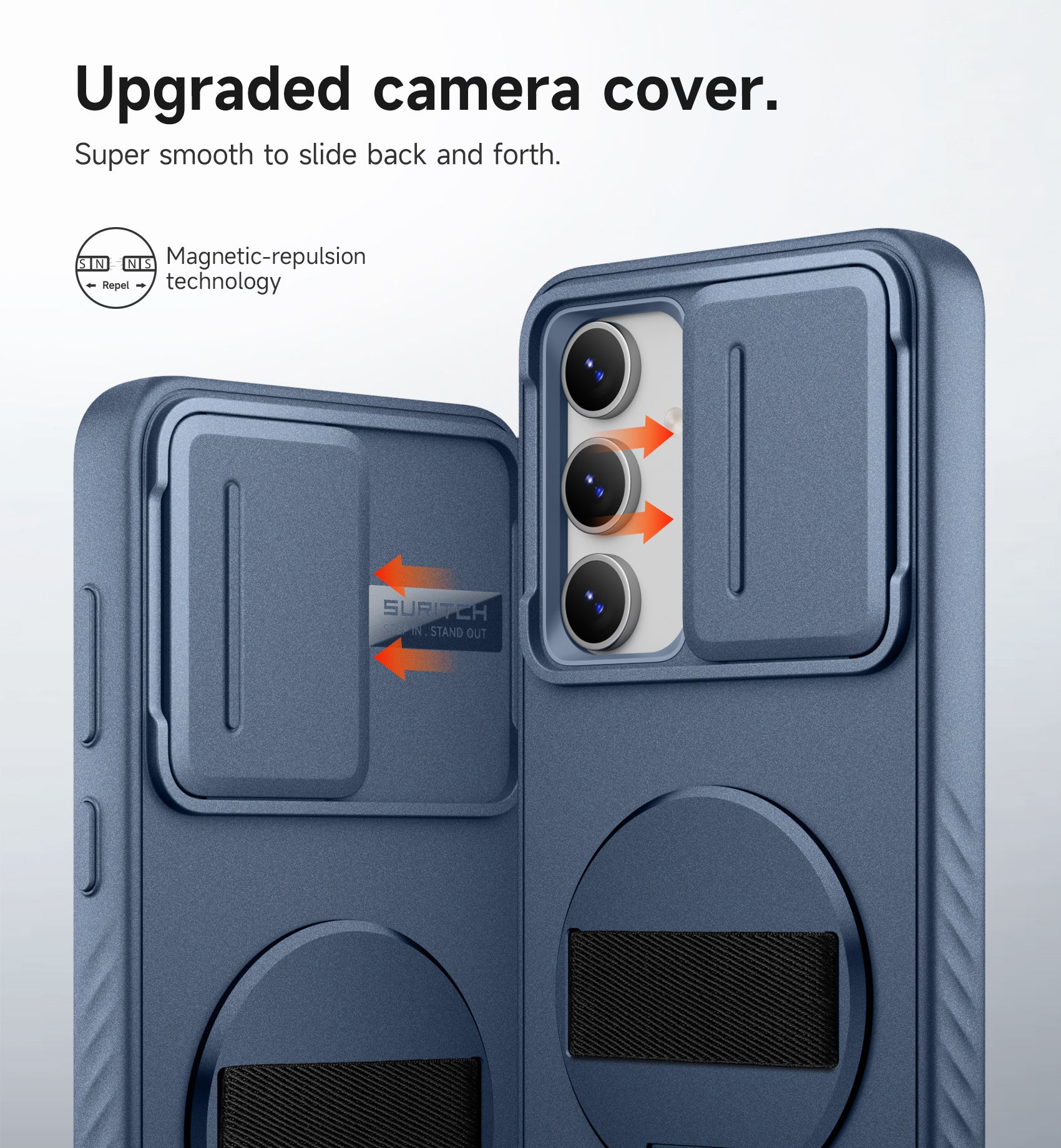 Suritch Case for Samsung Galaxy S24 FE with 360° Rotatable Hand Strap Phone Grip Invisible Kickstand Slide Camera Cover Rugged Shockproof Protective Cover