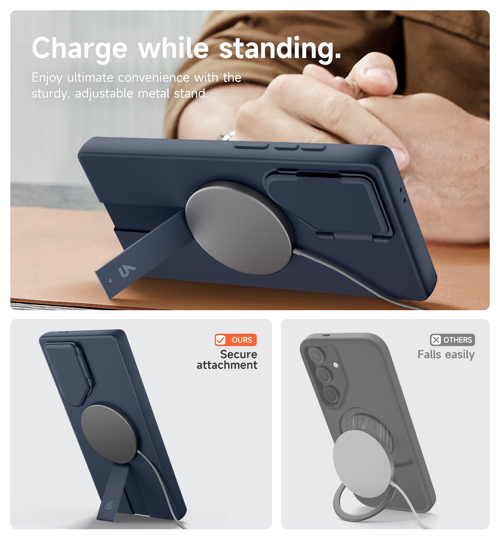 Suritch Case for Samsung Galaxy S24 Ultra 2024 Magnetic Protective Cover with Camera Cover Adjustable Metal Kickstand