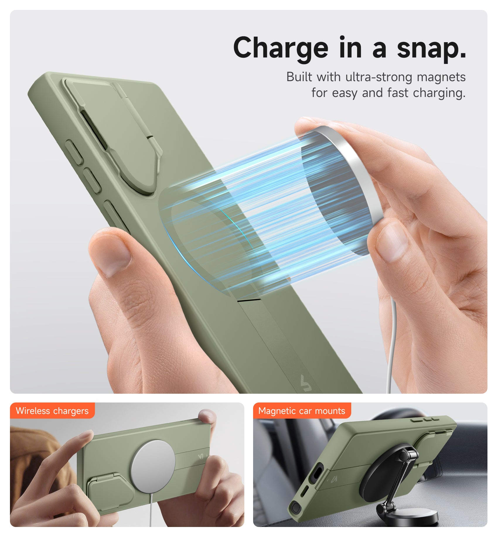 Suritch Case for Samsung Galaxy S24 Ultra 2024 Magnetic Protective Cover with Camera Cover Adjustable Metal Kickstand