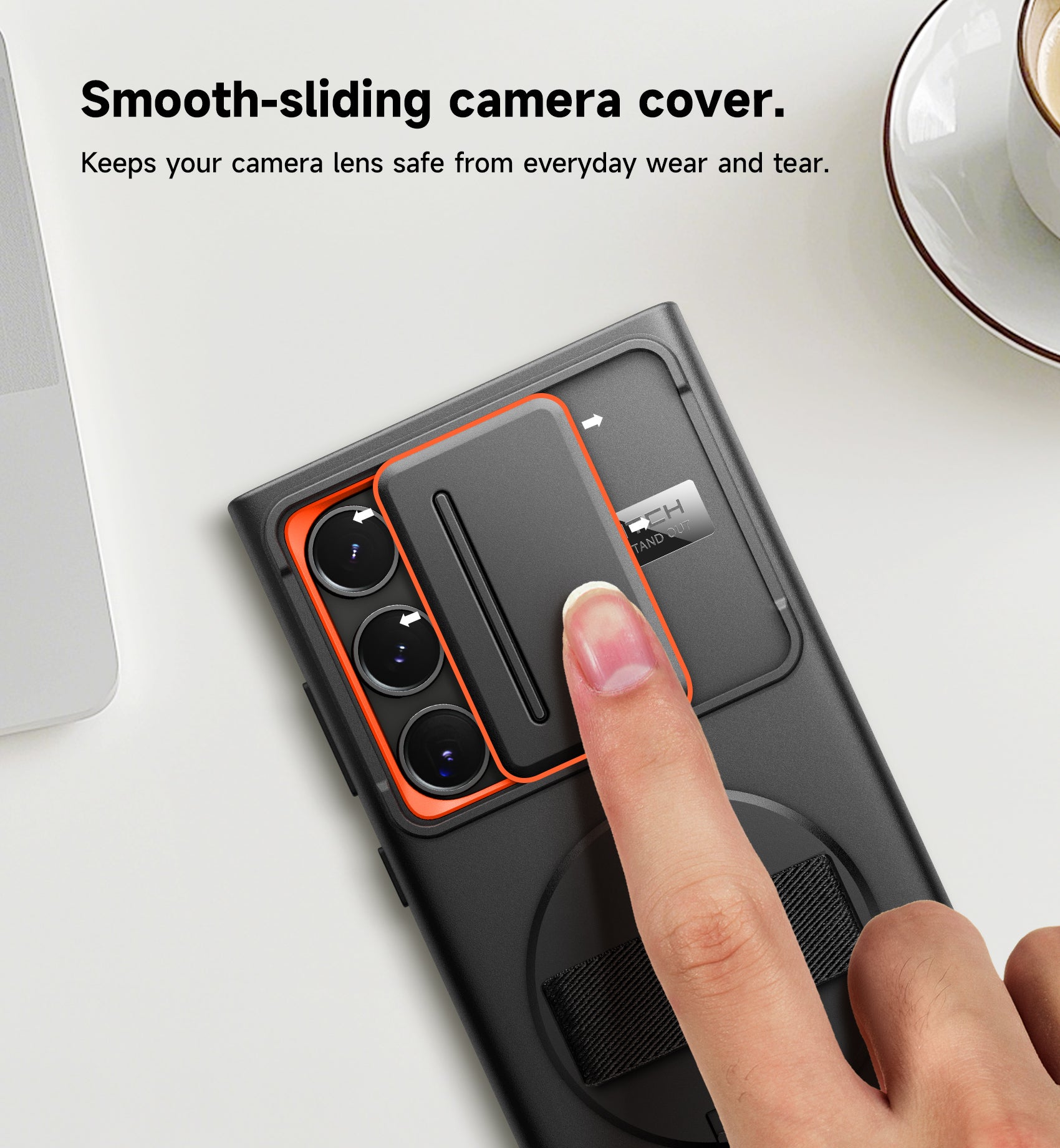 Suritch Case for Samsung Galaxy S24 Ultra with 360° Rotatable Hand Strap Phone Grip Invisible Kickstand Slide Camera Cover Rugged Shockproof Protective Cover