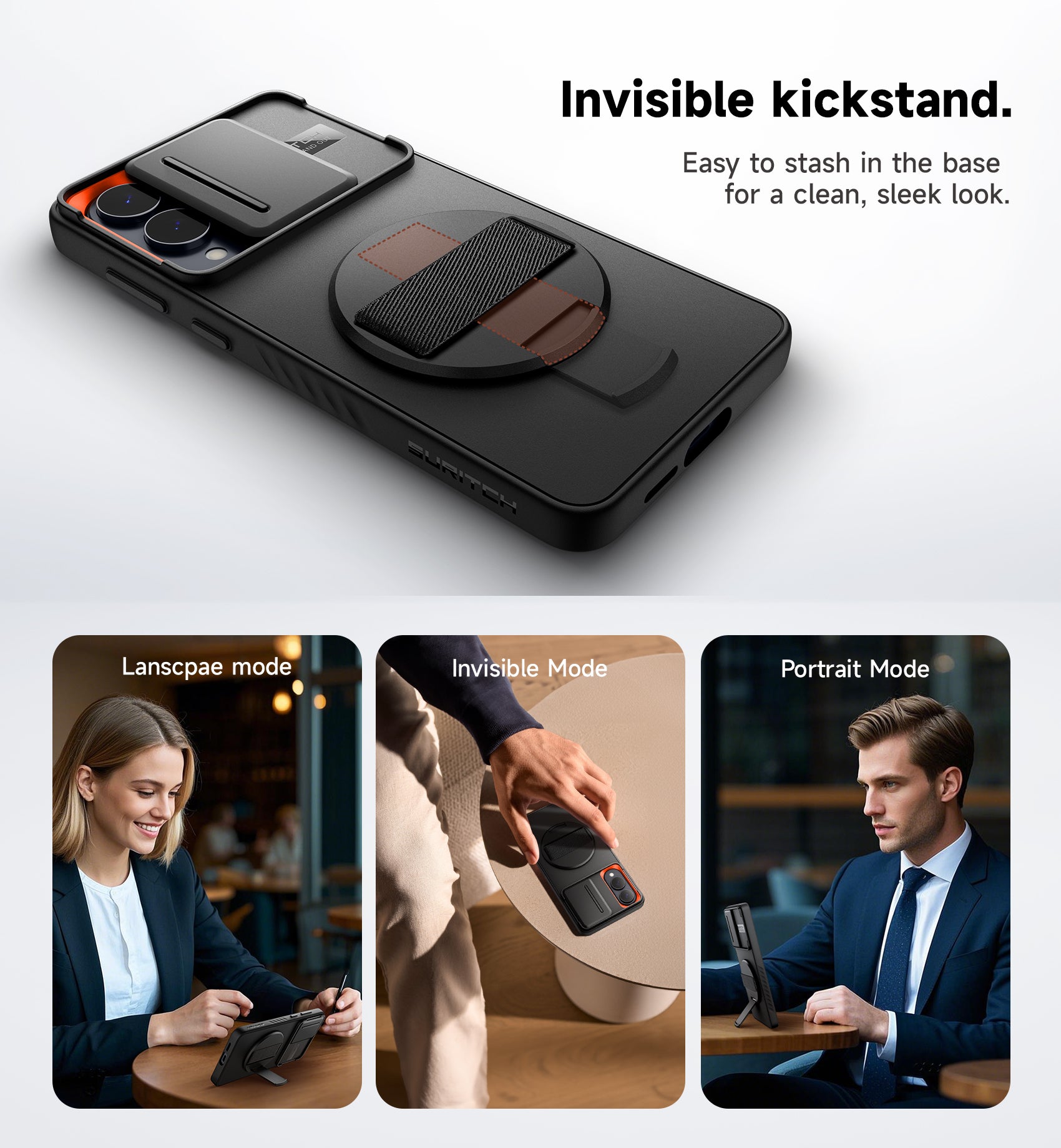 Suritch Case for Samsung Galaxy S25 Edge with 360° Rotatable Hand Strap Phone Grip Invisible Kickstand Slide Camera Cover Rugged Shockproof Protective Cover