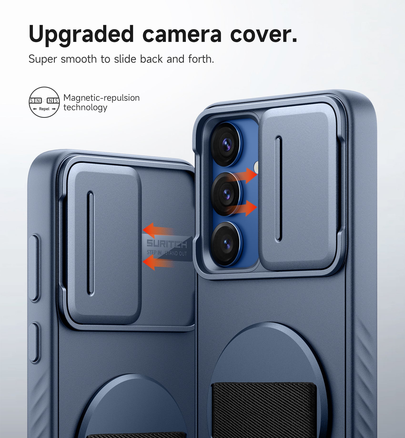 Suritch Case for Samsung Galaxy S25 Plus with 360° Rotatable Hand Strap Phone Grip Invisible Kickstand Slide Camera Cover Rugged Shockproof Protective Cover