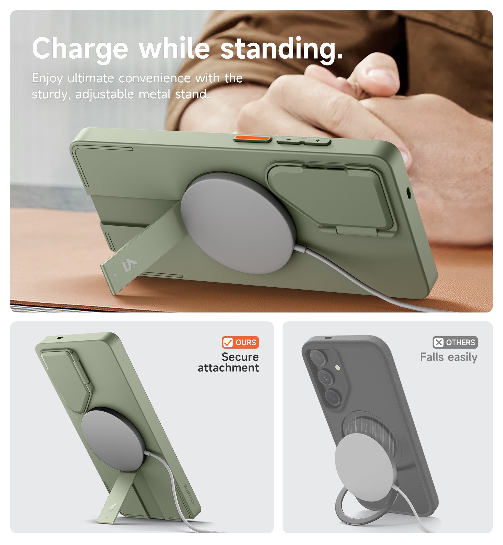 Suritch Case for Samsung Galaxy S25 Ultra Magnetic Protective Cover with Camera Cover Adjustable Metal Kickstand