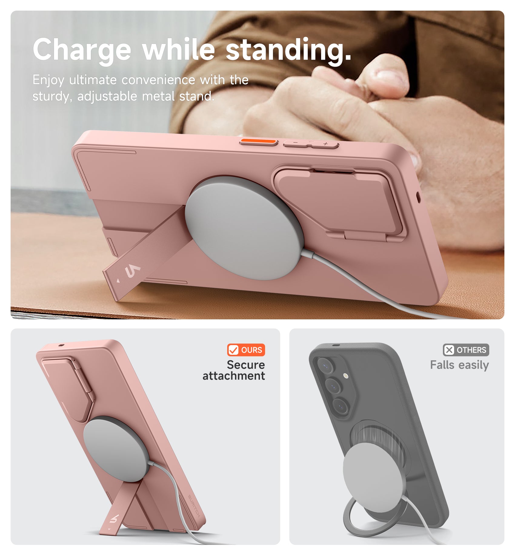 Suritch Case for Samsung Galaxy S25 Ultra Magnetic Protective Cover with Camera Cover Adjustable Metal Kickstand