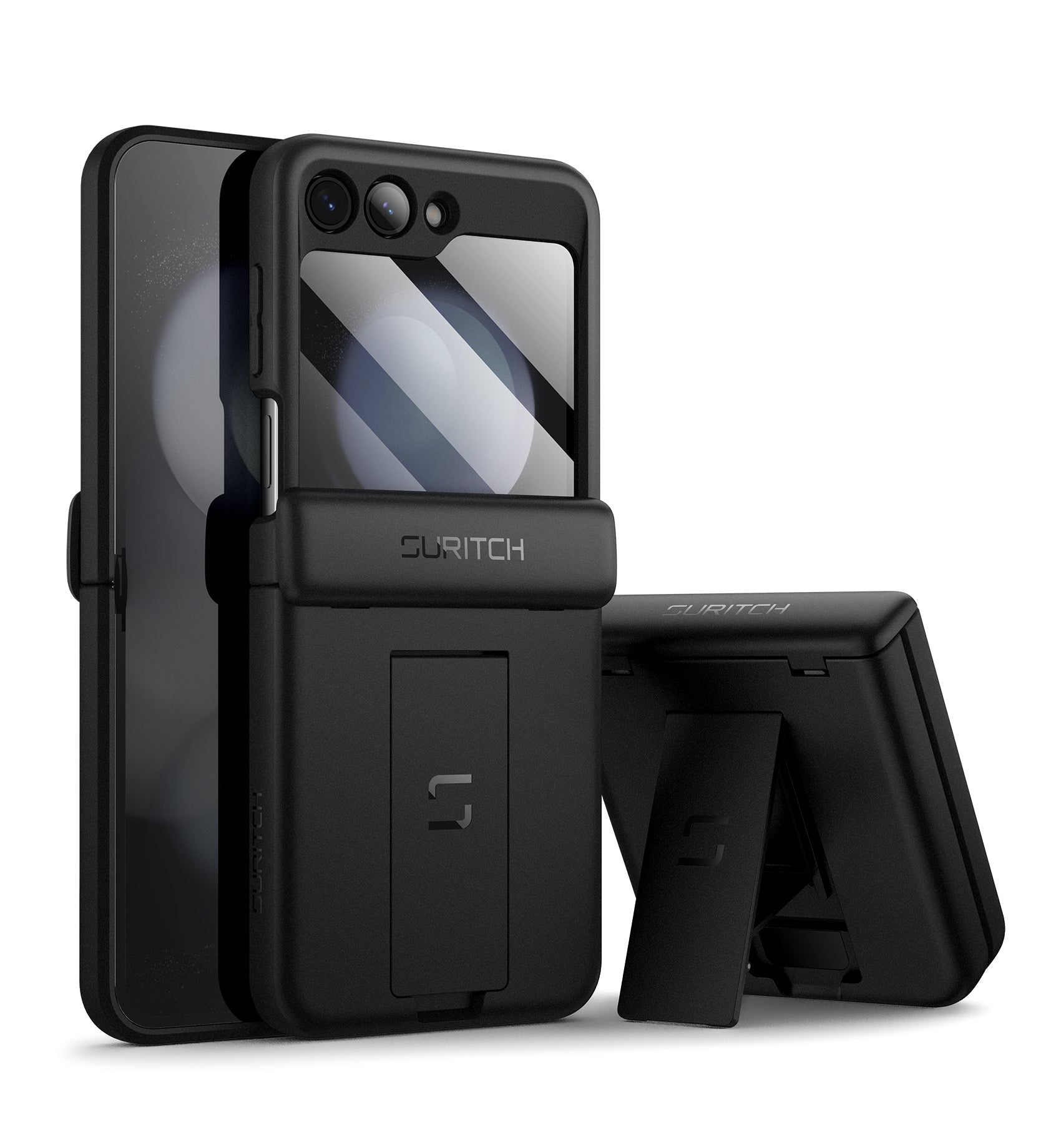 Suritch Case for Samsung Galaxy Z Flip 5 2023 with Built-in Screen Protector Kickstand Hinge Protection Full-Body Shockproof Protective Cover