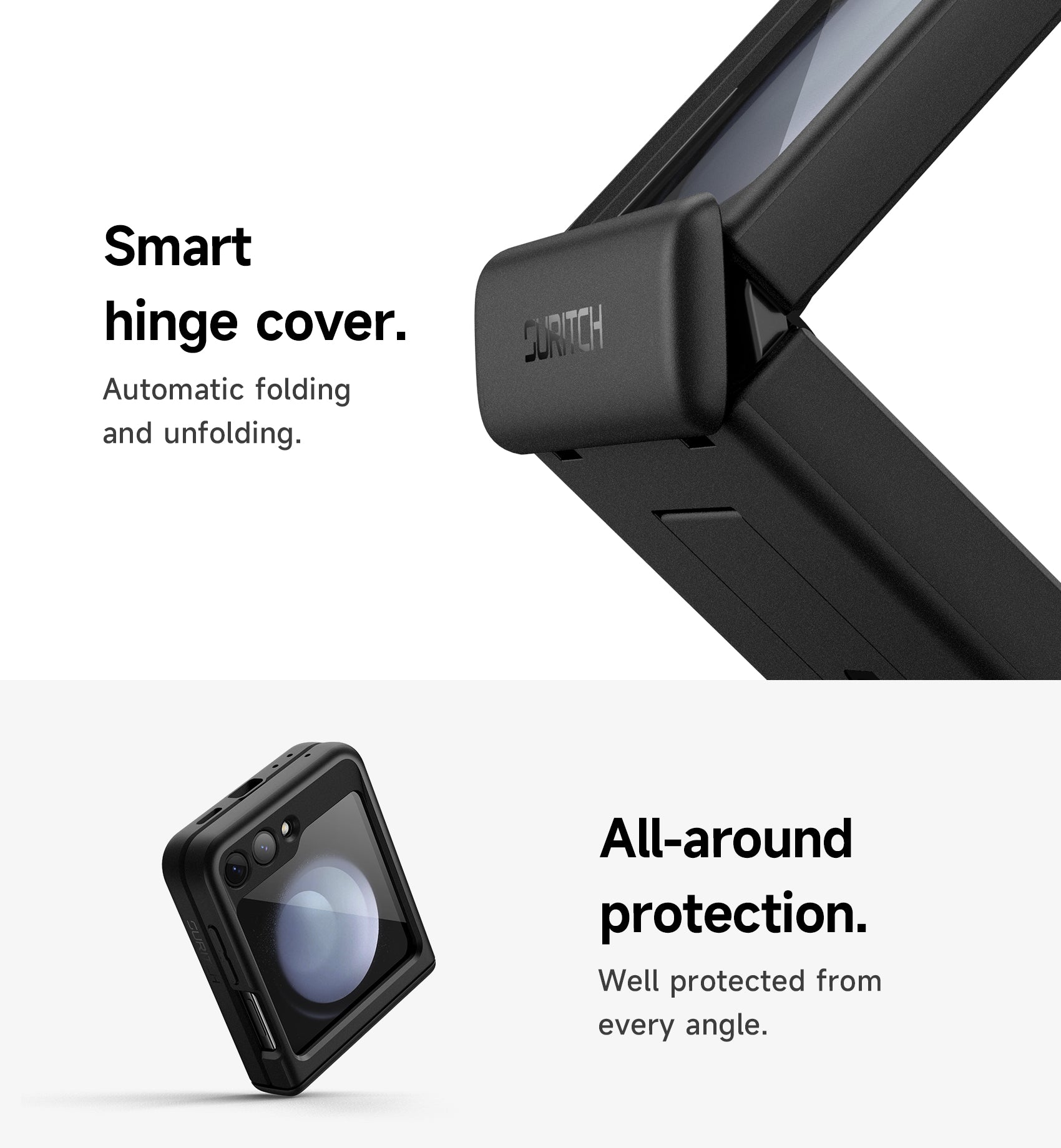 Suritch Case for Samsung Galaxy Z Flip 5 2023 with Built-in Screen Protector Kickstand Hinge Protection Full-Body Shockproof Protective Cover