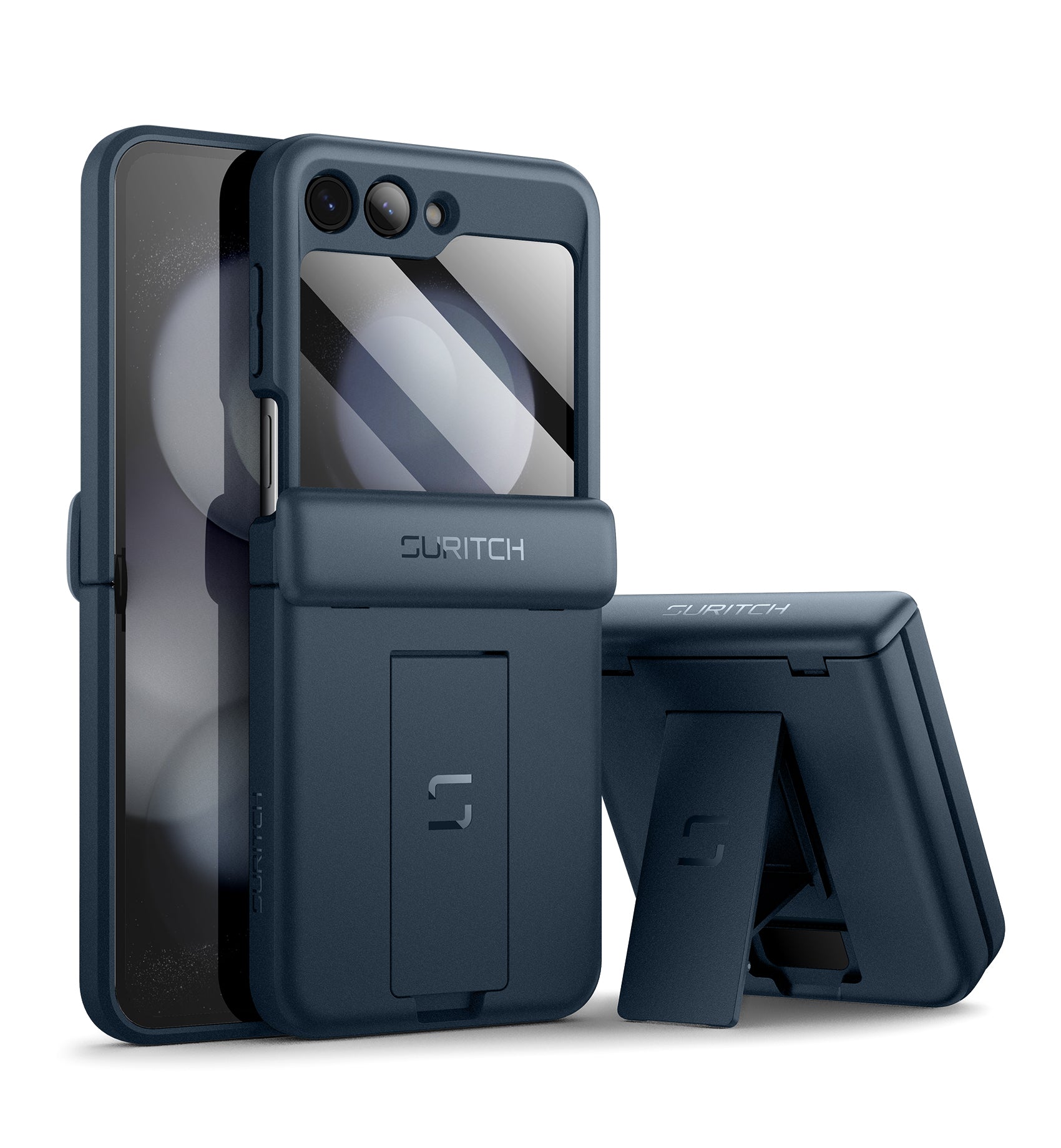 Suritch Case for Samsung Galaxy Z Flip 5 2023 with Built-in Screen Protector Kickstand Hinge Protection Full-Body Shockproof Protective Cover