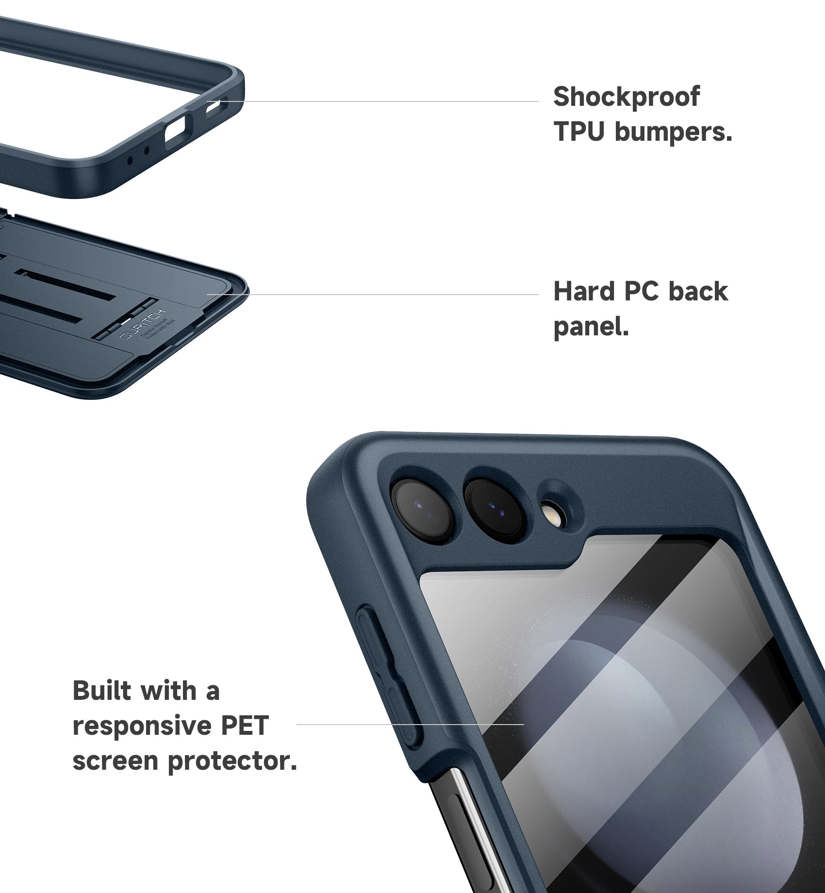 Suritch Case for Samsung Galaxy Z Flip 5 2023 with Built-in Screen Protector Kickstand Hinge Protection Full-Body Shockproof Protective Cover