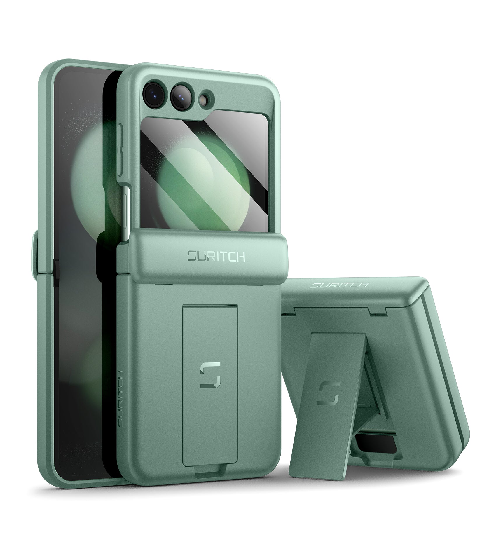 Suritch Case for Samsung Galaxy Z Flip 5 2023 with Built-in Screen Protector Kickstand Hinge Protection Full-Body Shockproof Protective Cover