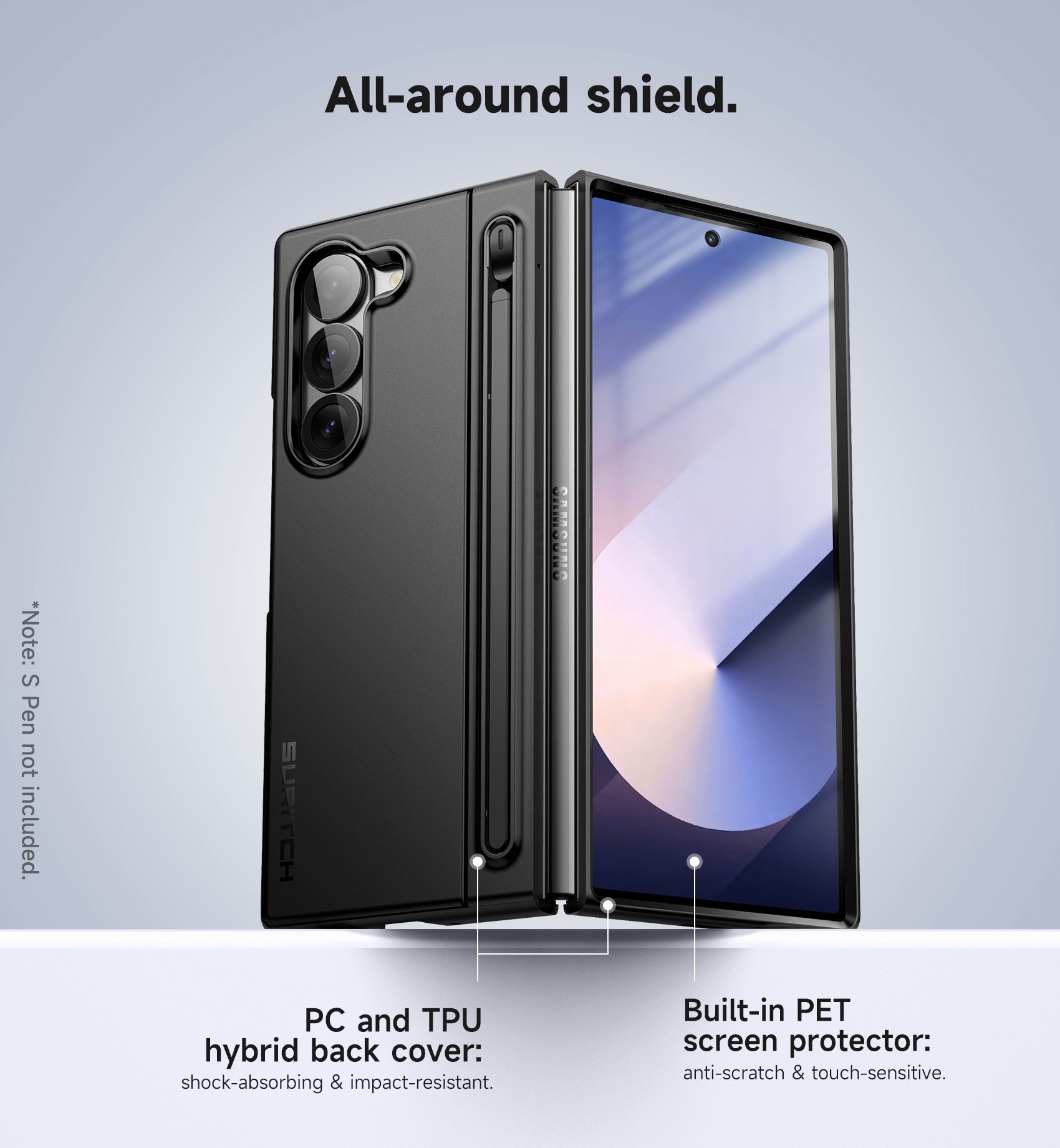 Suritch Case for Samsung Galaxy Z Fold 6 2024 with Kickstand S Pen Holder