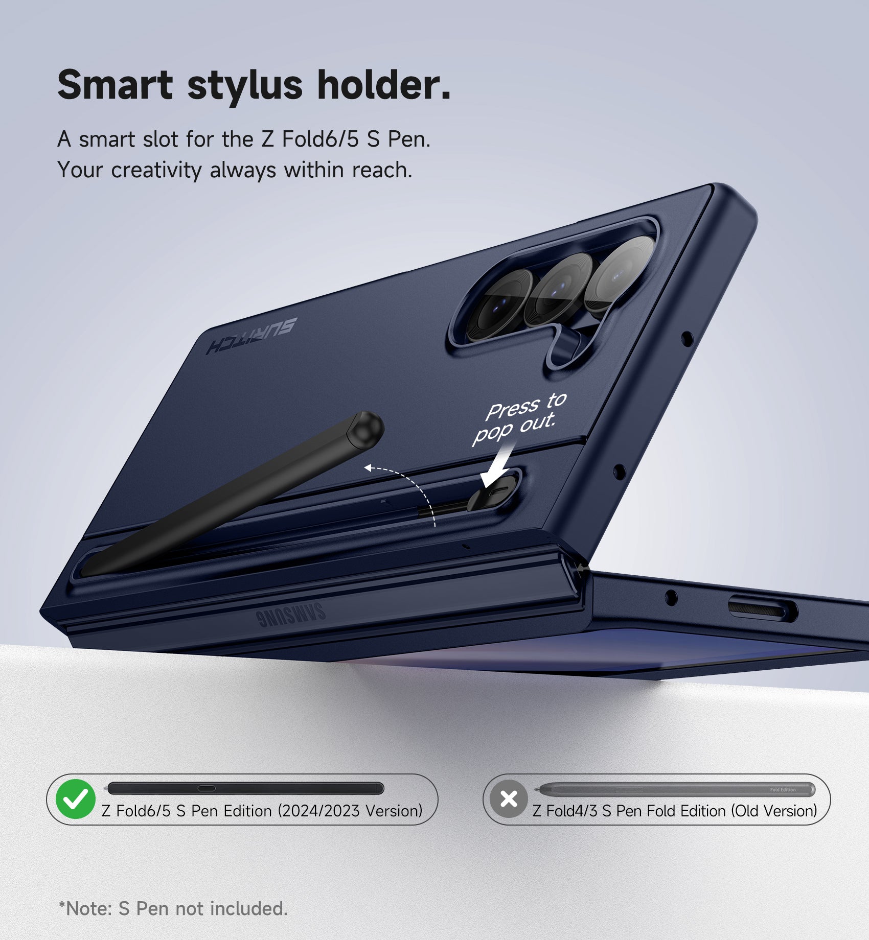 Suritch Case for Samsung Galaxy Z Fold 6 2024 with Kickstand S Pen Holder