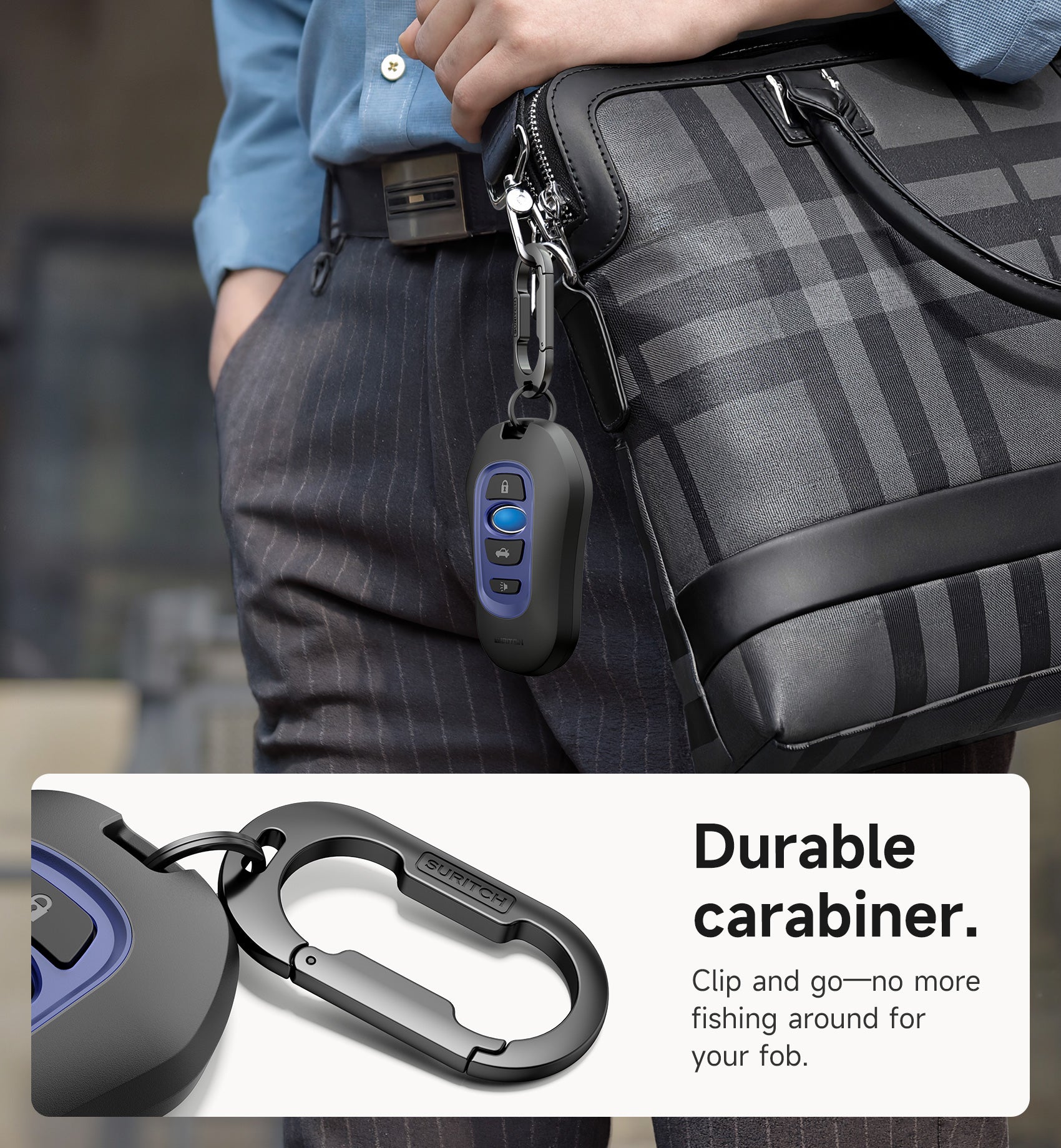 Suritch Case for Subaru Key Fob Tough PC Soft TPU Protective Cover with Keychain for Subaru CrossTrek Smart Key Protector