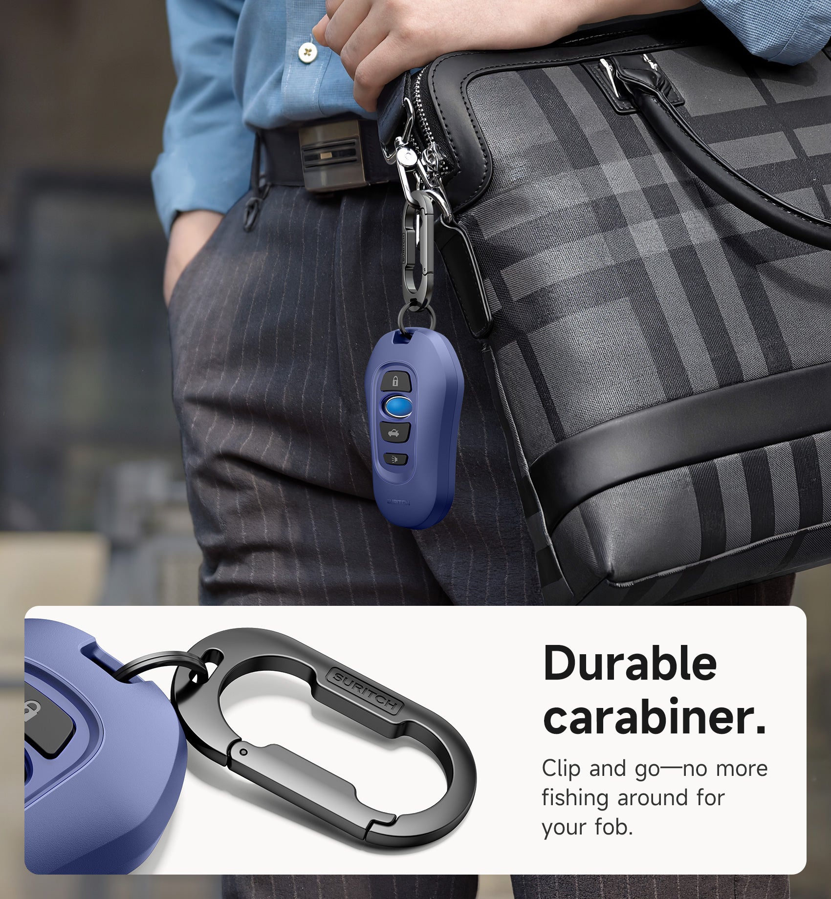 Suritch Case for Subaru Key Fob Tough PC Soft TPU Protective Cover with Keychain for Subaru CrossTrek Smart Key Protector
