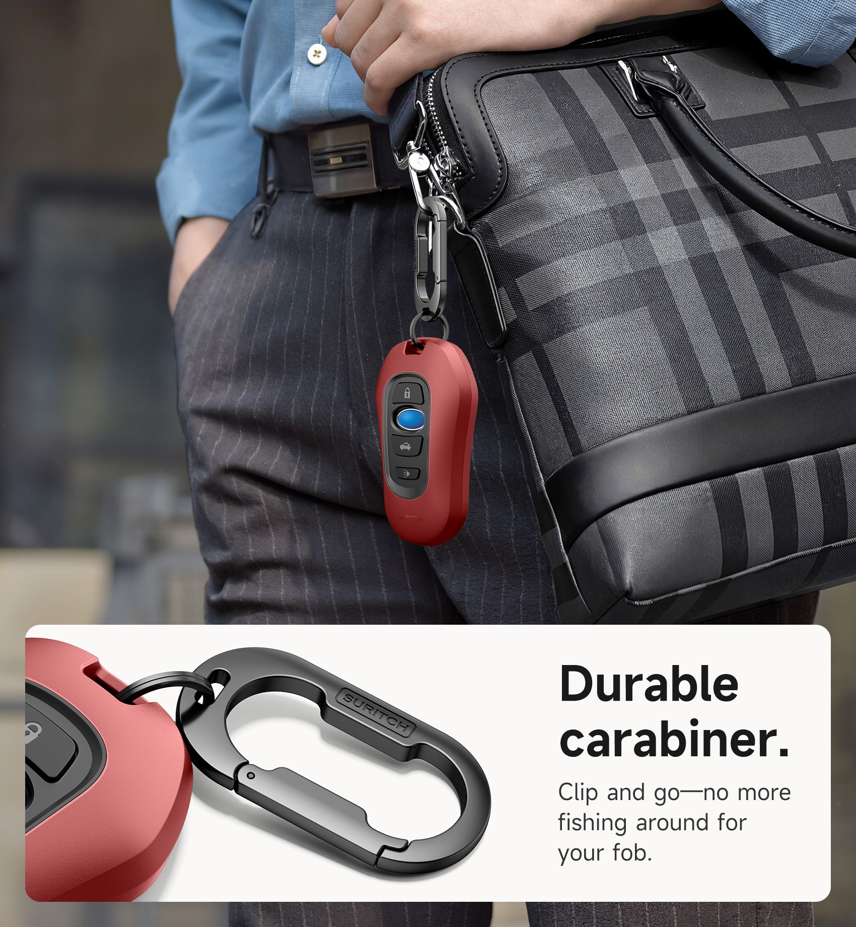 Suritch Case for Subaru Key Fob Tough PC Soft TPU Protective Cover with Keychain for Subaru CrossTrek Smart Key Protector
