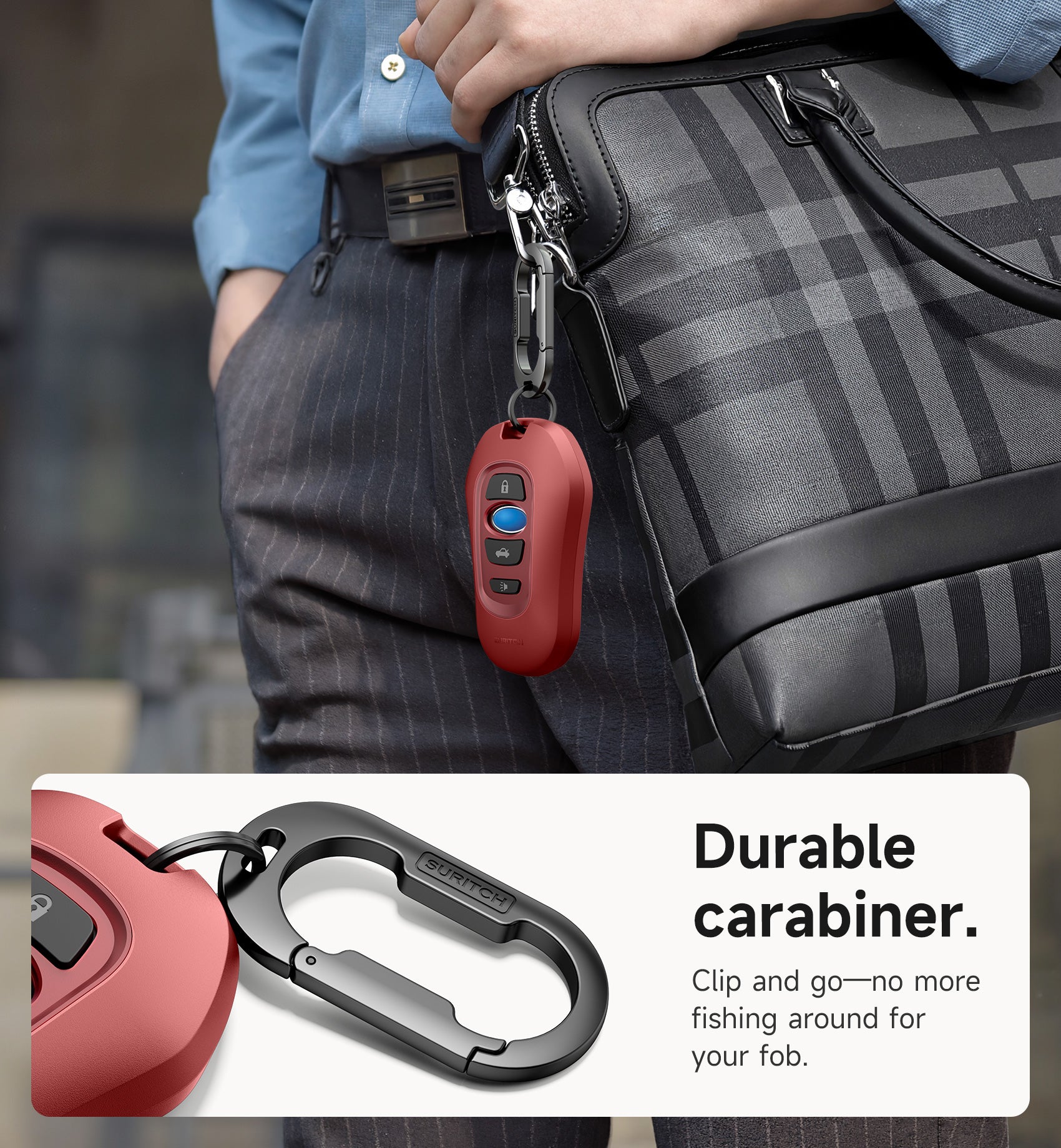 Suritch Case for Subaru Key Fob Tough PC Soft TPU Protective Cover with Keychain for Subaru CrossTrek Smart Key Protector