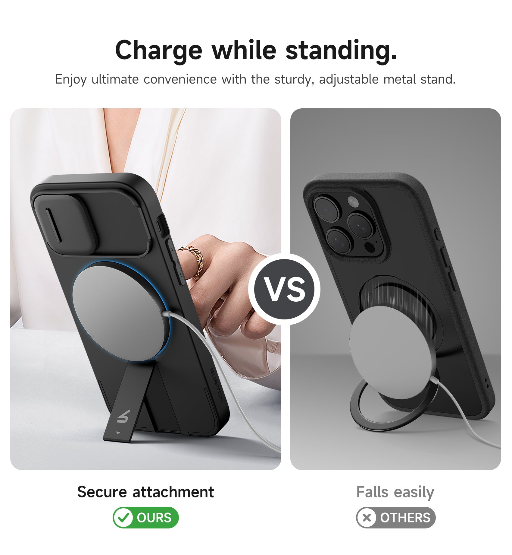Suritch Case for iPhone 12 with Magnetic Camera Slide Cover Adjustable Kickstand Compatible with MagSafe Slim Protective Cover