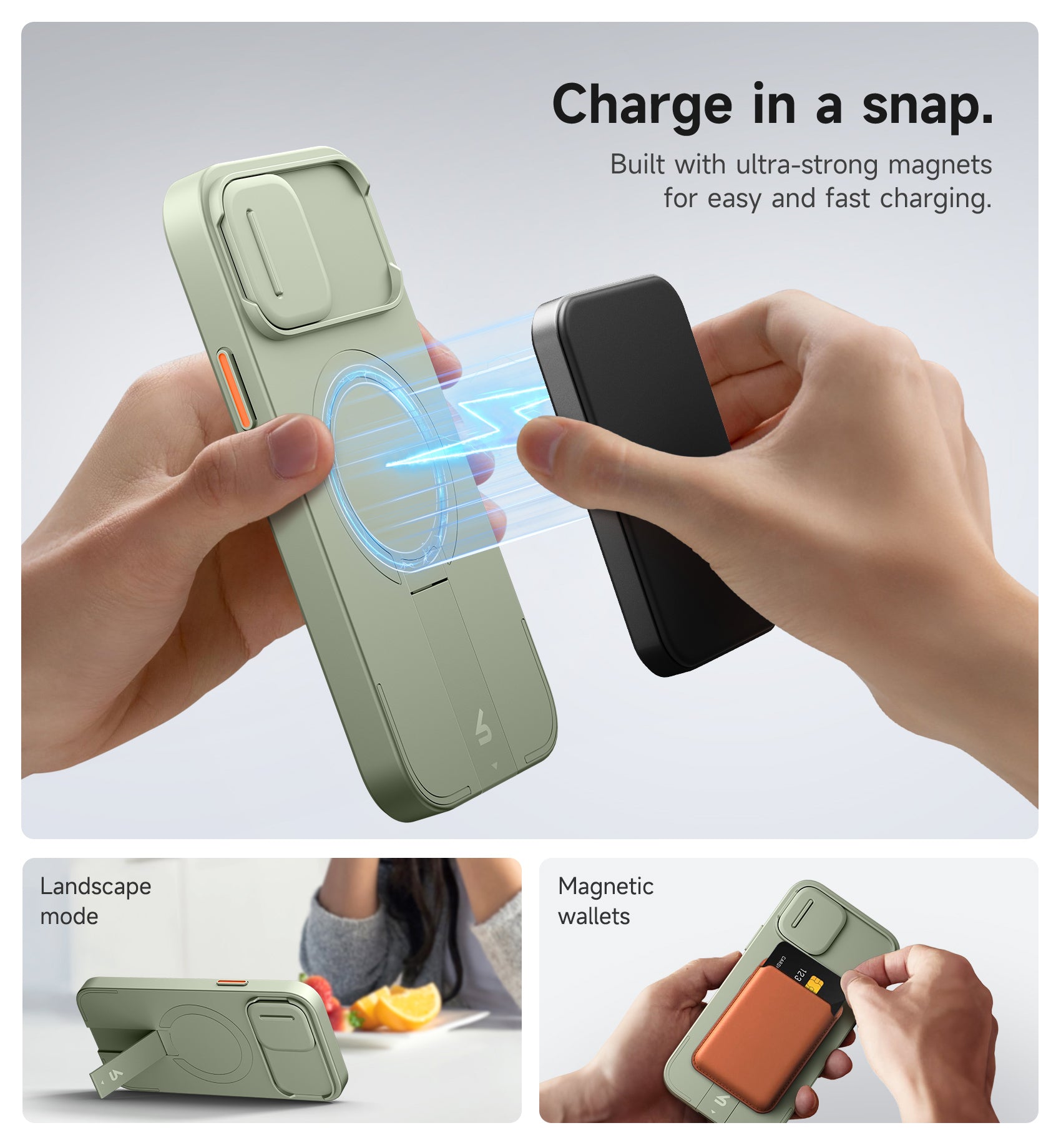 Suritch Case for iPhone 12 with Magnetic Camera Slide Cover Adjustable Kickstand Compatible with MagSafe Slim Protective Cover