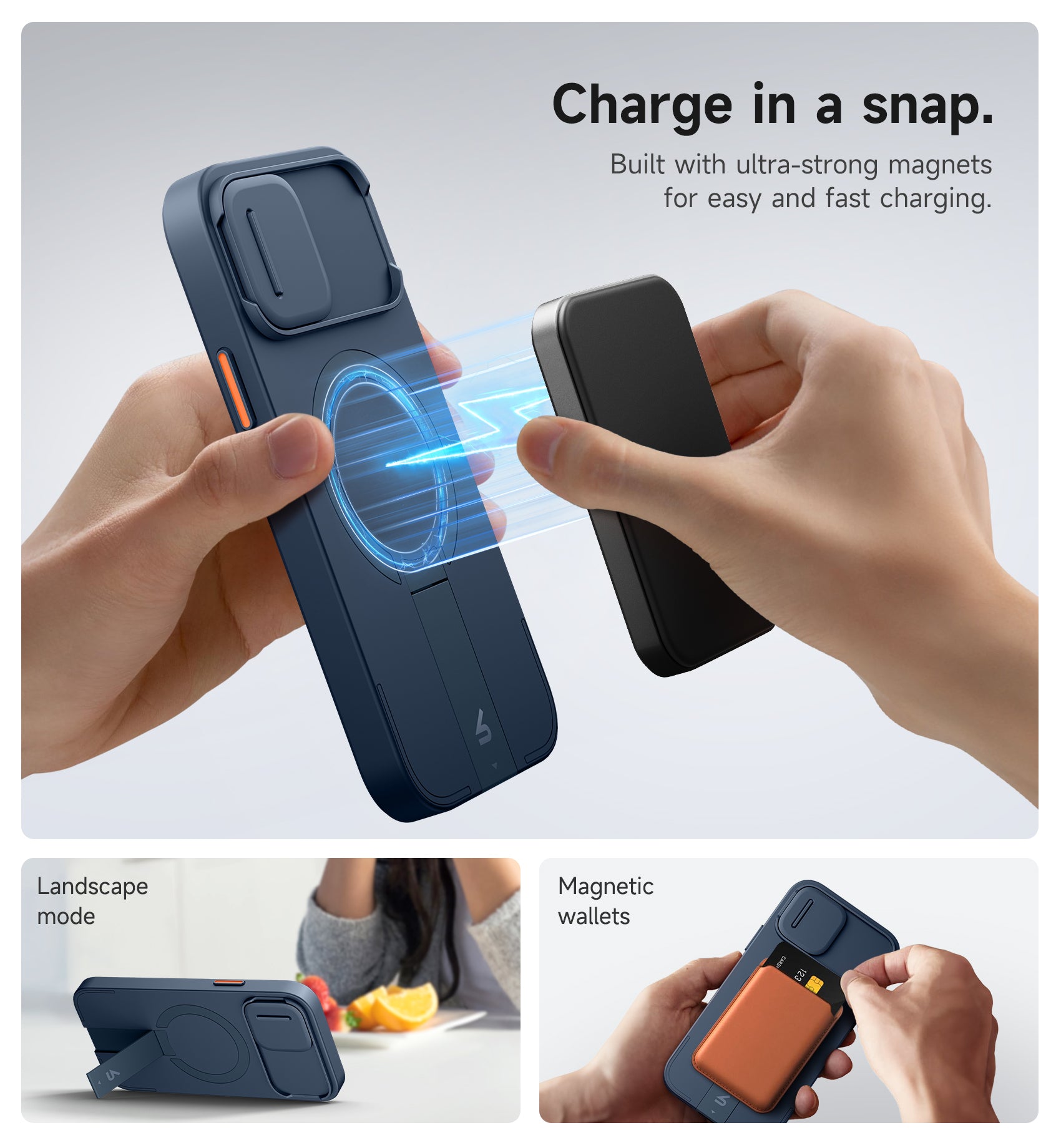 Suritch Case for iPhone 12 Pro with Magnetic Camera Slide Cover Adjustable Kickstand Compatible with MagSafe Slim Protective Cover
