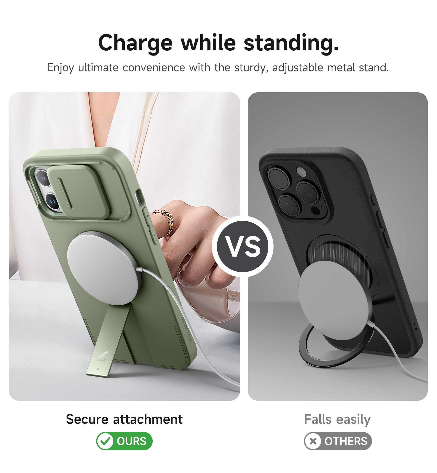 Suritch Case for iPhone 12 Pro Max with Magnetic Camera Slide Cover Adjustable Kickstand Compatible with MagSafe