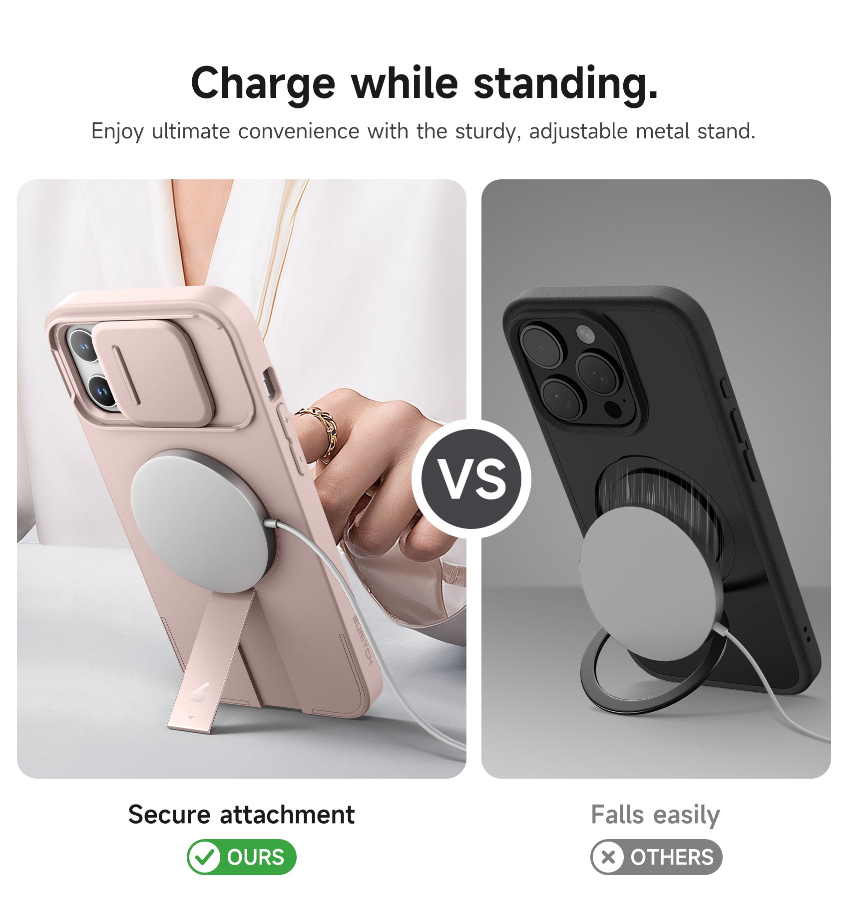 Suritch Case for iPhone 12 Pro Max with Magnetic Camera Slide Cover Adjustable Kickstand Compatible with MagSafe