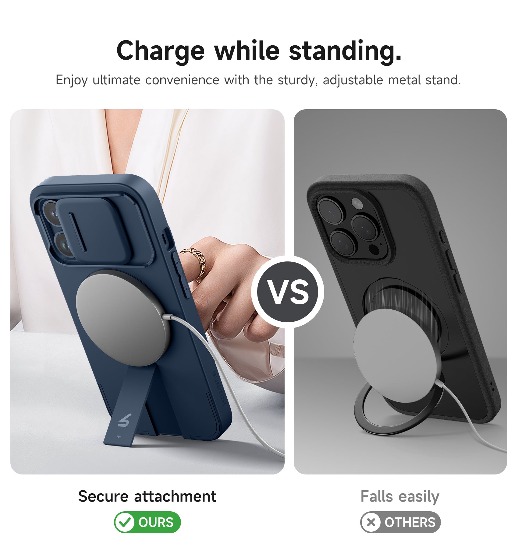 Suritch Case for iPhone 13 Pro with Magnetic Camera Slide Cover Adjustable Kickstand Compatible with MagSafe