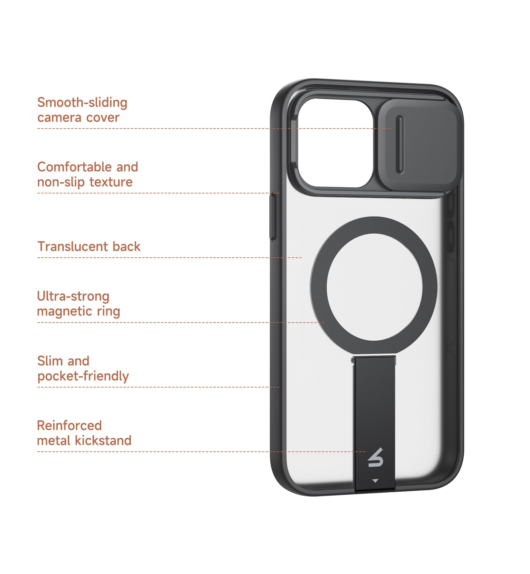 Suritch Case for iPhone 13 Pro Max Compatible with MagSafe Built-in Kickstand Camera Cover Translucent Back Shockproof Rugged Protective Phone Cover 6.7 Inch