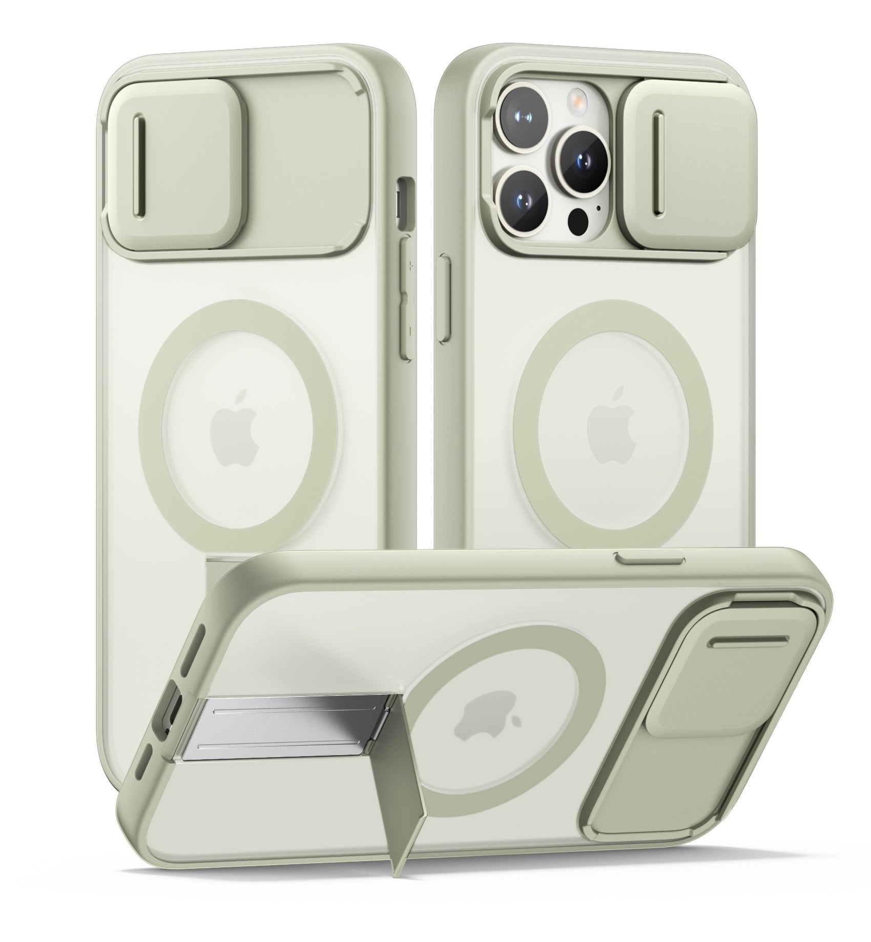 Suritch Case for iPhone 13 Pro Max Compatible with MagSafe Built-in Kickstand Camera Cover Translucent Back Shockproof Rugged Protective Phone Cover 6.7 Inch