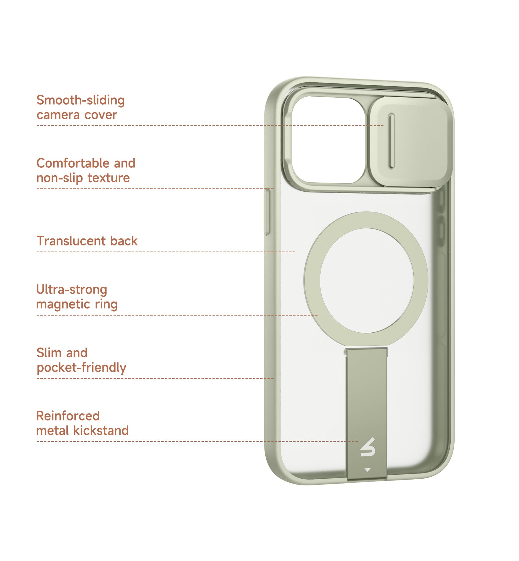 Suritch Case for iPhone 13 Pro Max Compatible with MagSafe Built-in Kickstand Camera Cover Translucent Back Shockproof Rugged Protective Phone Cover 6.7 Inch