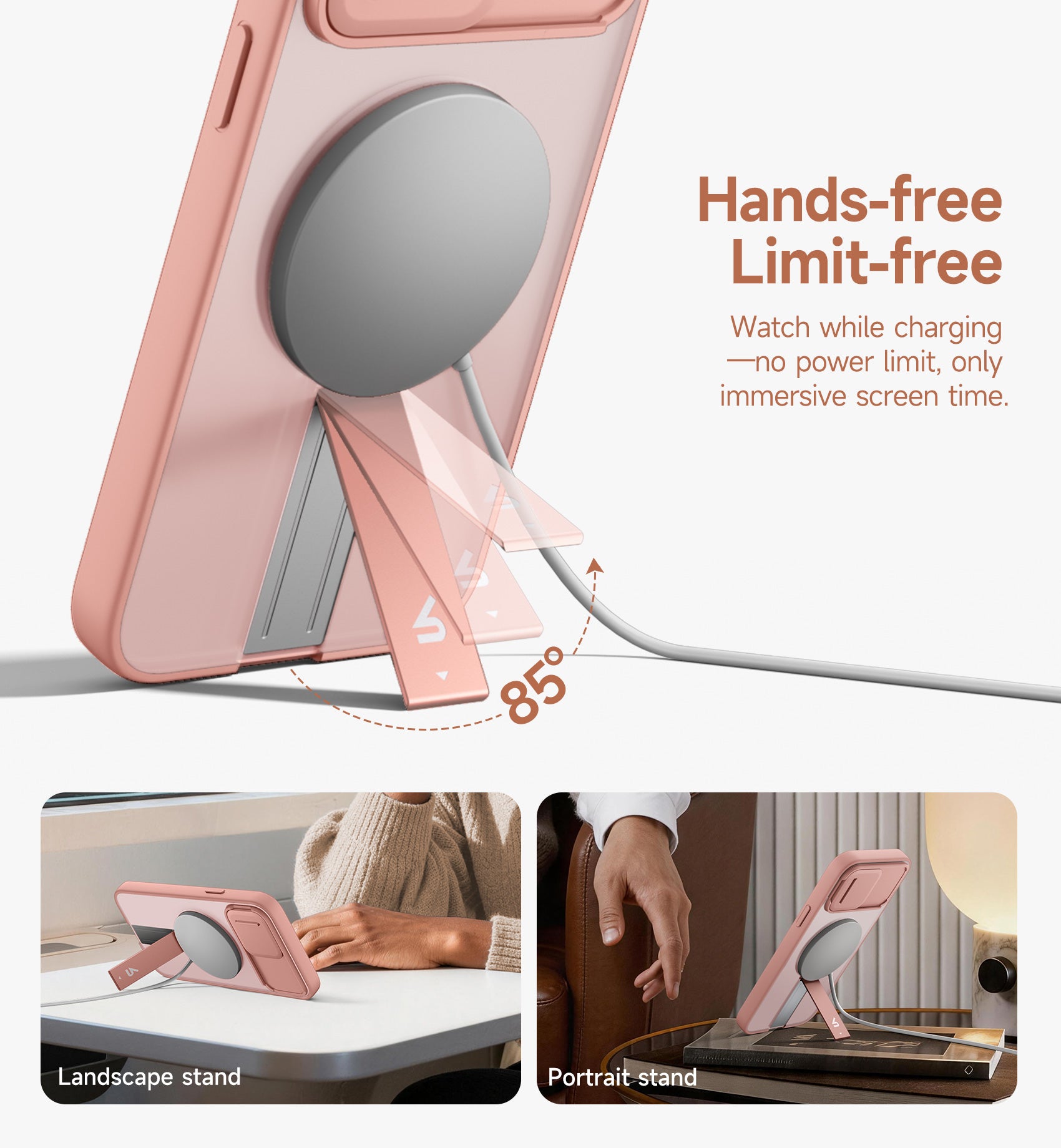 Suritch Case for iPhone 13 Pro Max Compatible with MagSafe Built-in Kickstand Camera Cover Translucent Back Shockproof Rugged Protective Phone Cover 6.7 Inch