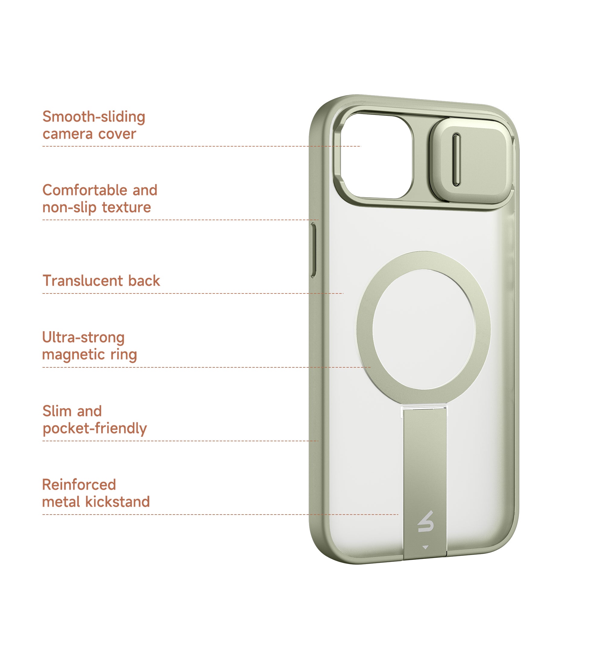 Suritch Case for iPhone 13 Compatible with MagSafe Built-in Kickstand Camera Cover Translucent Back Shockproof Rugged Protective Phone Cover 6.1 Inch