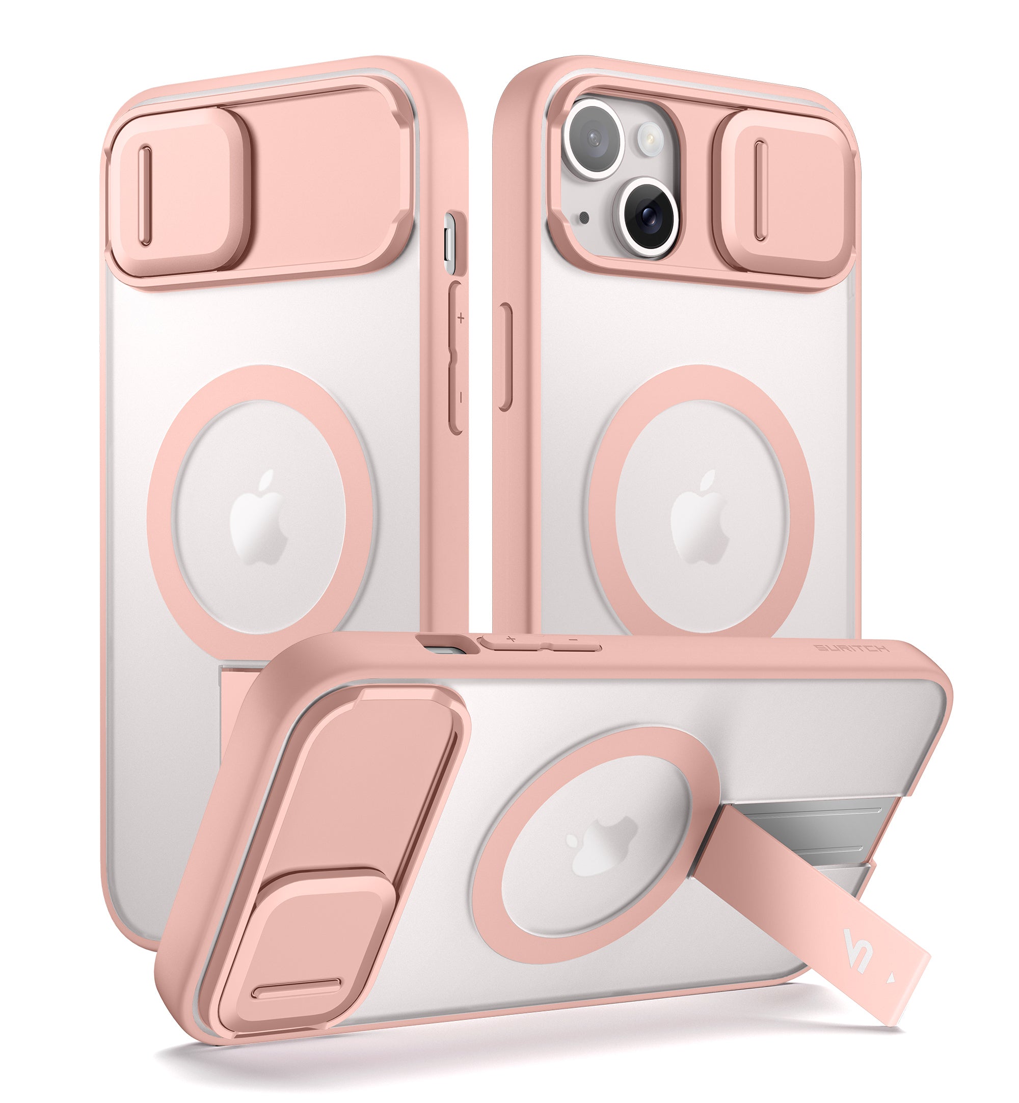 Suritch Case for iPhone 13 Compatible with MagSafe Built-in Kickstand Camera Cover Translucent Back Shockproof Rugged Protective Phone Cover 6.1 Inch