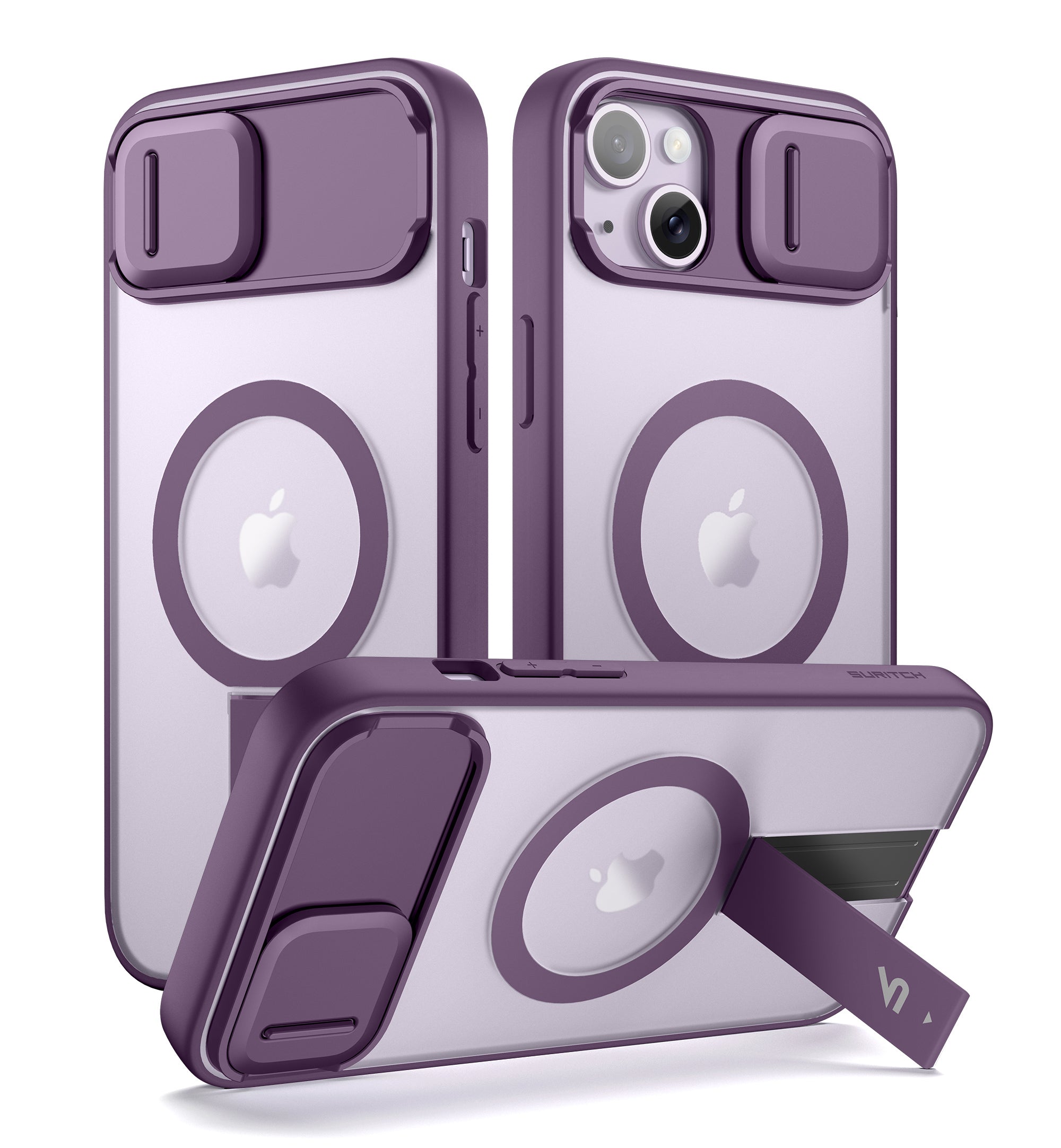 Suritch Case for iPhone 13 Compatible with MagSafe Built-in Kickstand Camera Cover Translucent Back Shockproof Rugged Protective Phone Cover 6.1 Inch