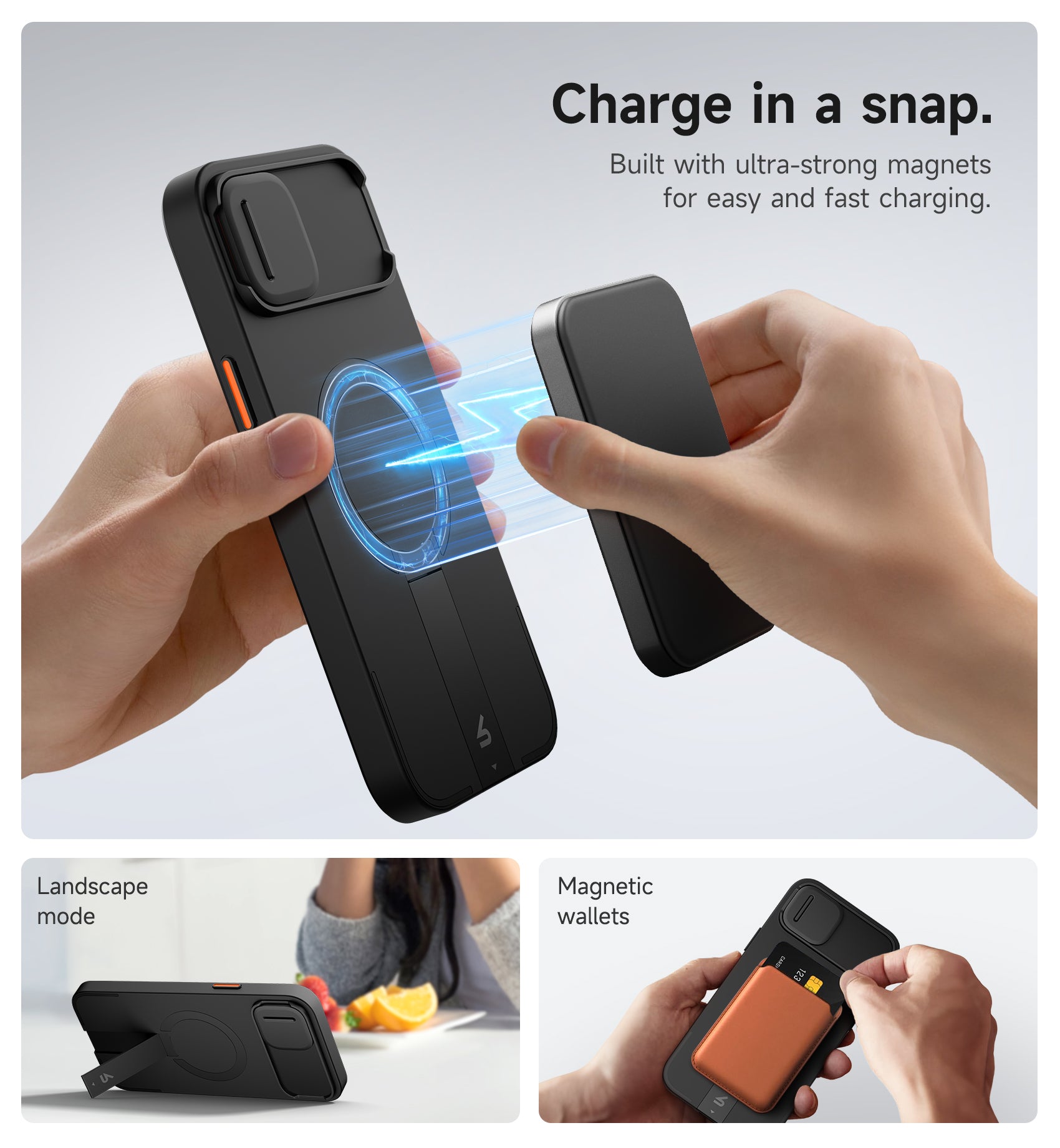 Suritch Case for iPhone 14 Plus with Magnetic Camera Slide Cover Adjustable Kickstand Compatible with MagSafe Slim Protective Cover