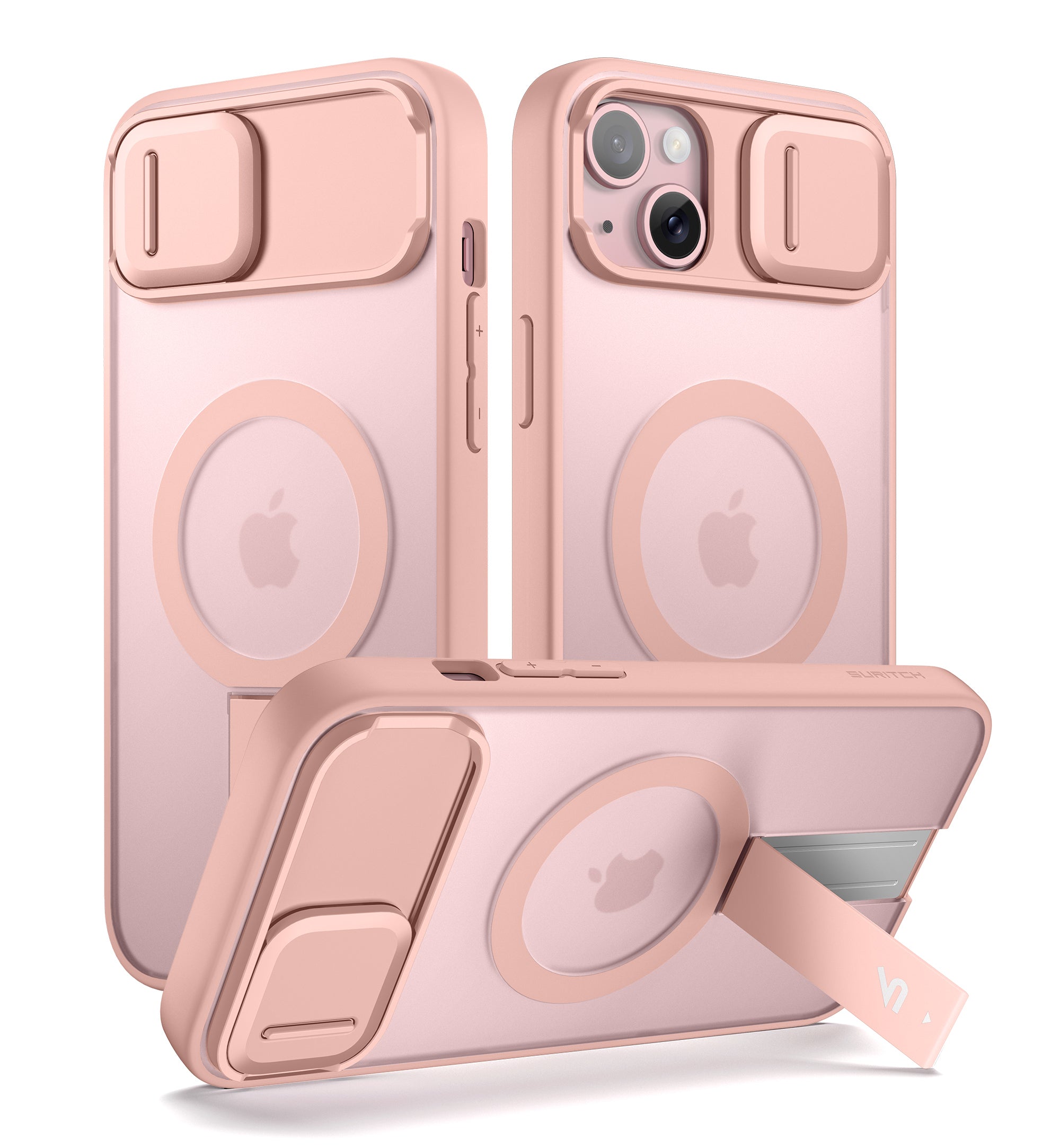Suritch Case for iPhone 14 Plus Compatible with MagSafe Built-in Kickstand Camera Cover Translucent Back Shockproof Rugged Protective Phone Cover 6.7 Inch