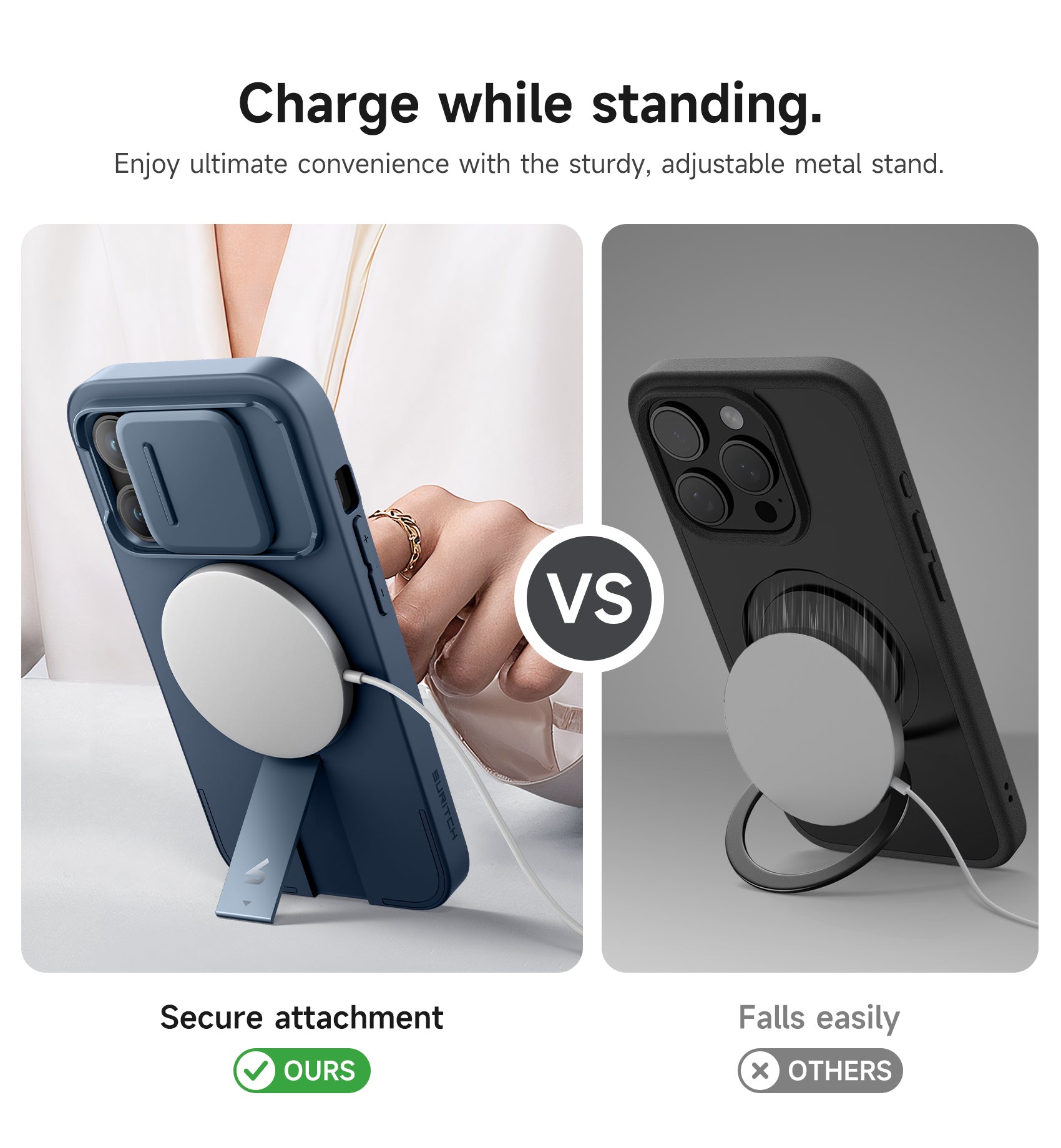 Suritch Case for iPhone 14 Pro with Magnetic Camera Slide Cover Adjustable Kickstand Compatible with MagSafe