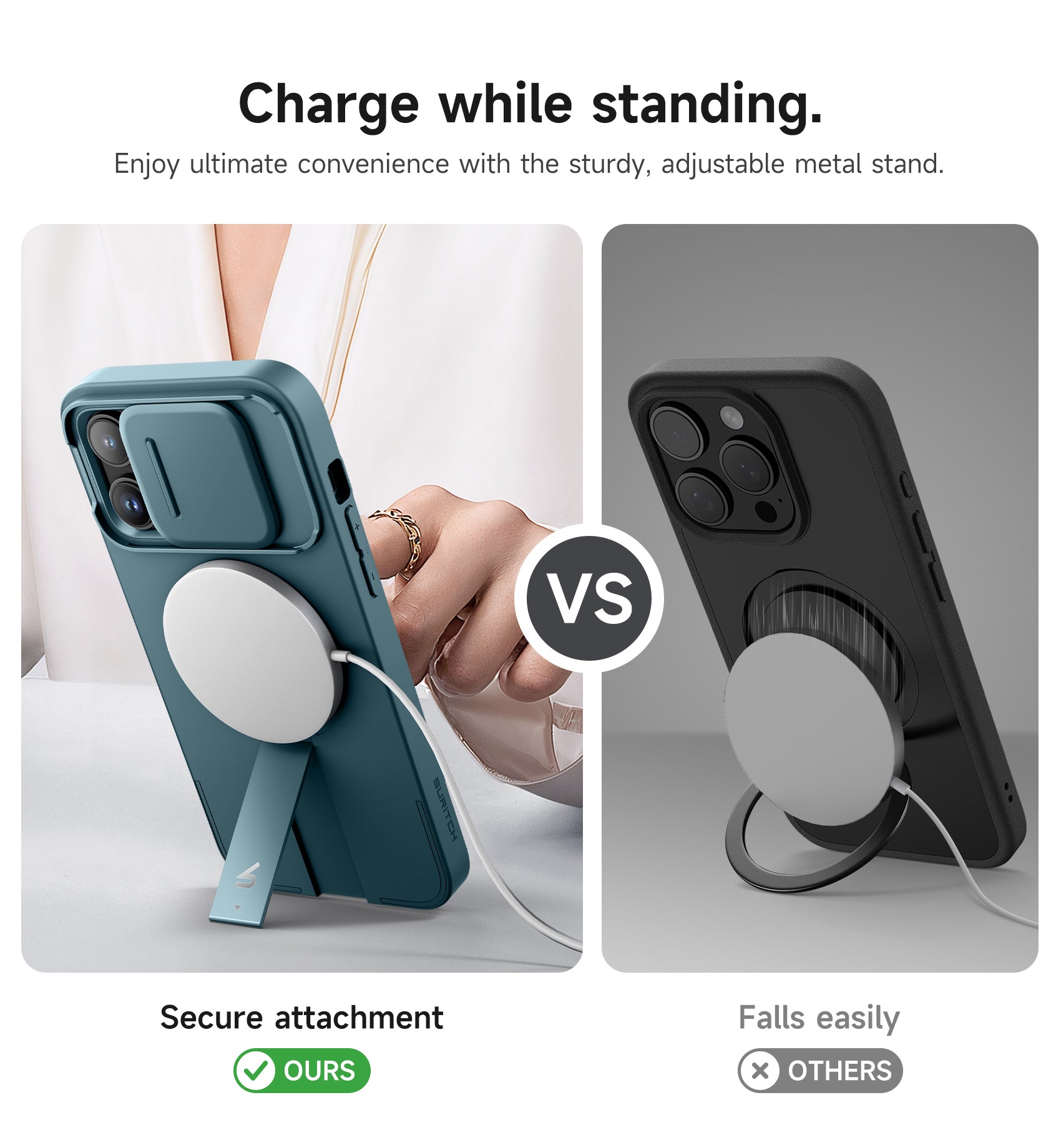 Suritch Case for iPhone 14 Pro Max with Magnetic Camera Slide Cover Adjustable Kickstand Compatible with MagSafe