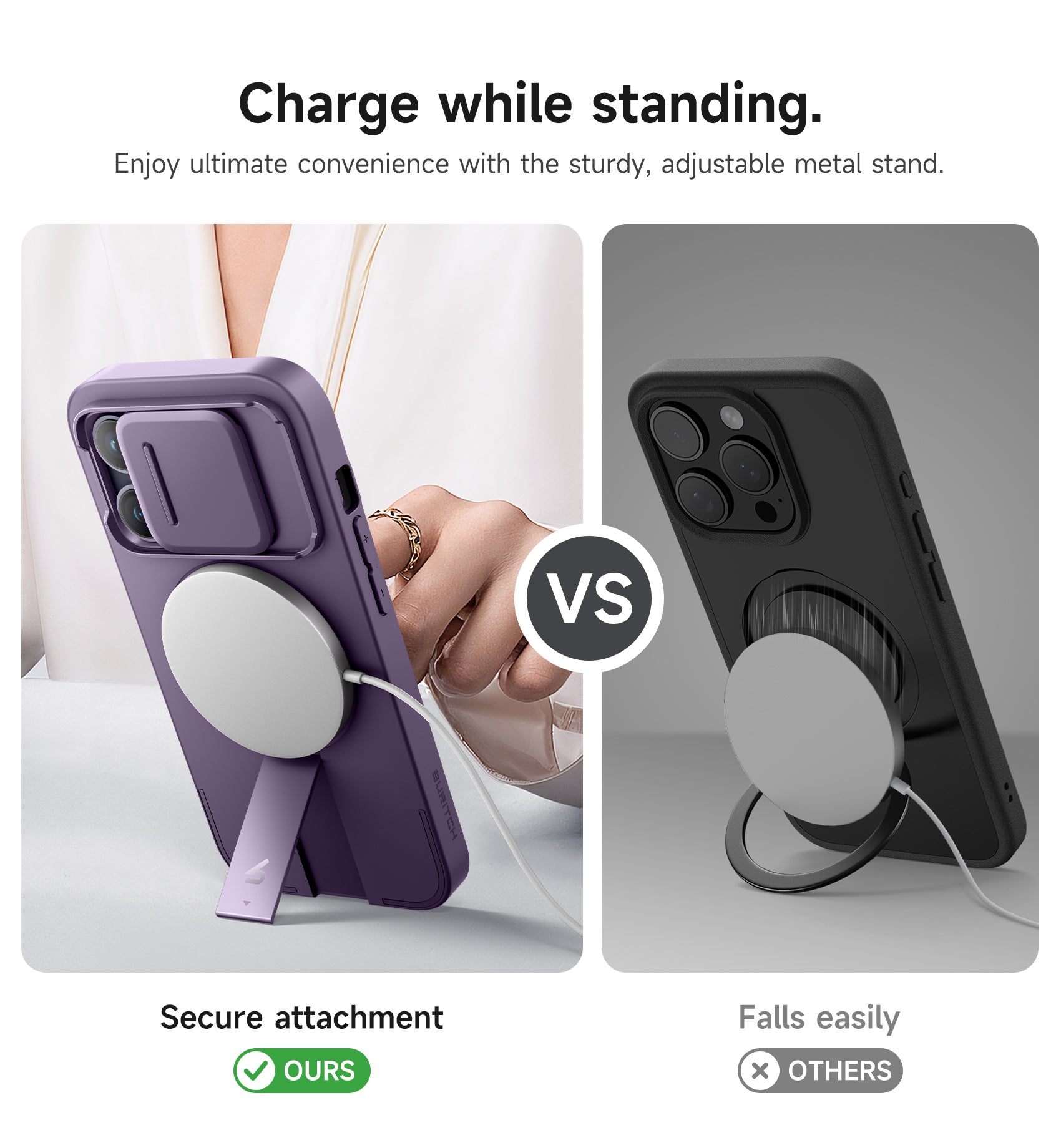 Suritch Case for iPhone 14 Pro with Magnetic Camera Slide Cover Adjustable Kickstand Compatible with MagSafe