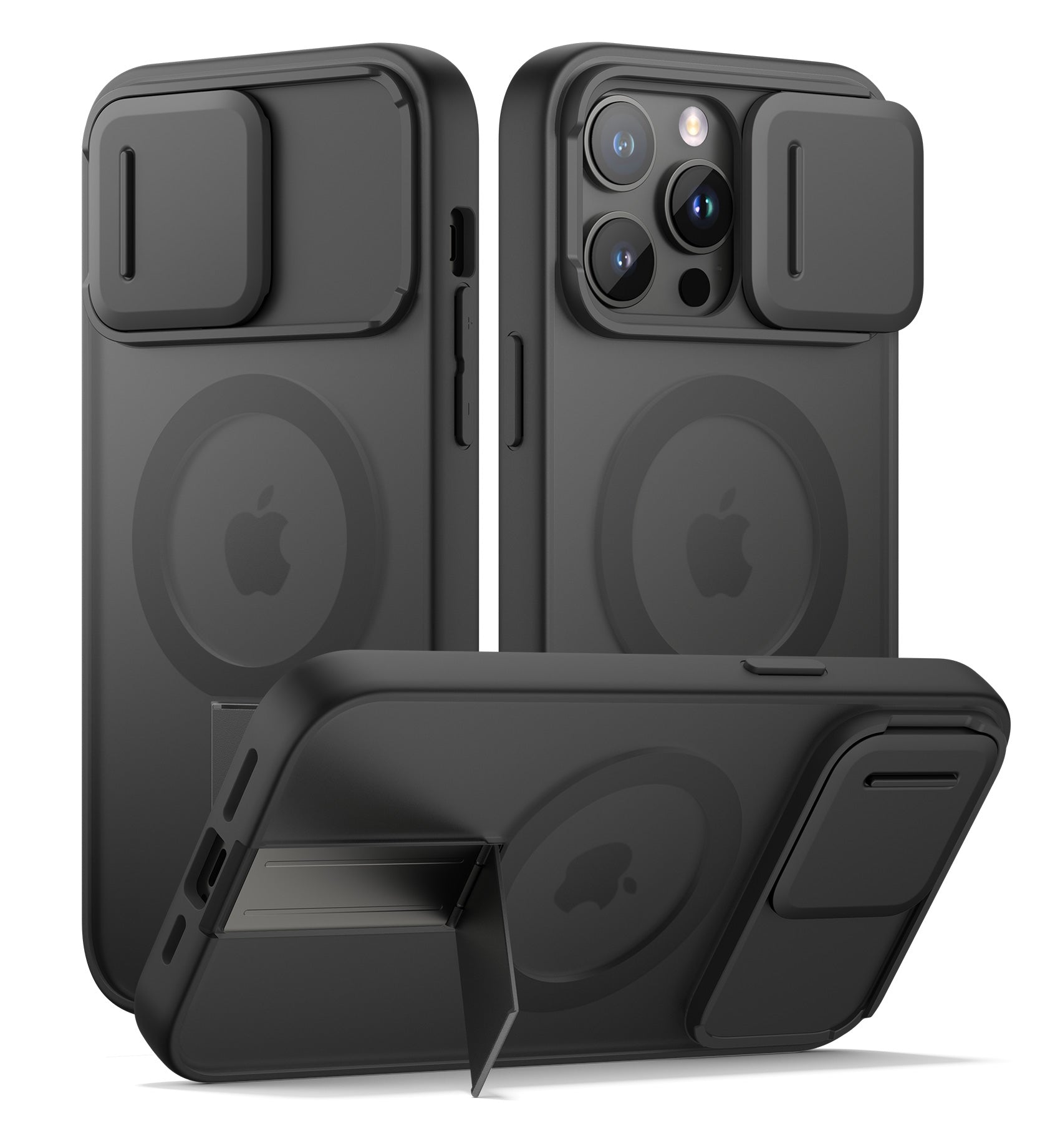 Suritch Case for iPhone 14 Pro Compatible with MagSafe Built-in Kickstand Camera Cover Translucent Back Shockproof Rugged Protective Phone Cover 6.1 Inch