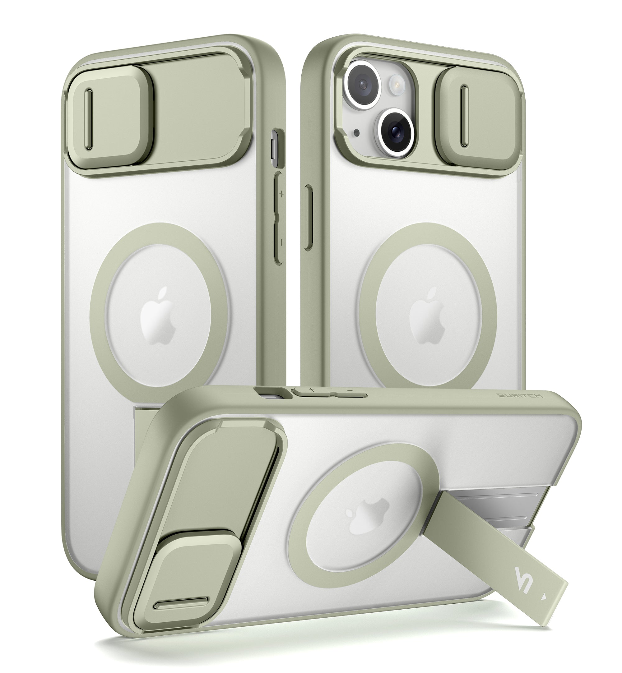 Suritch Case for iPhone 14 Compatible with MagSafe Built-in Kickstand Camera Cover Translucent Back Shockproof Rugged Protective Phone Cover 6.1 Inch