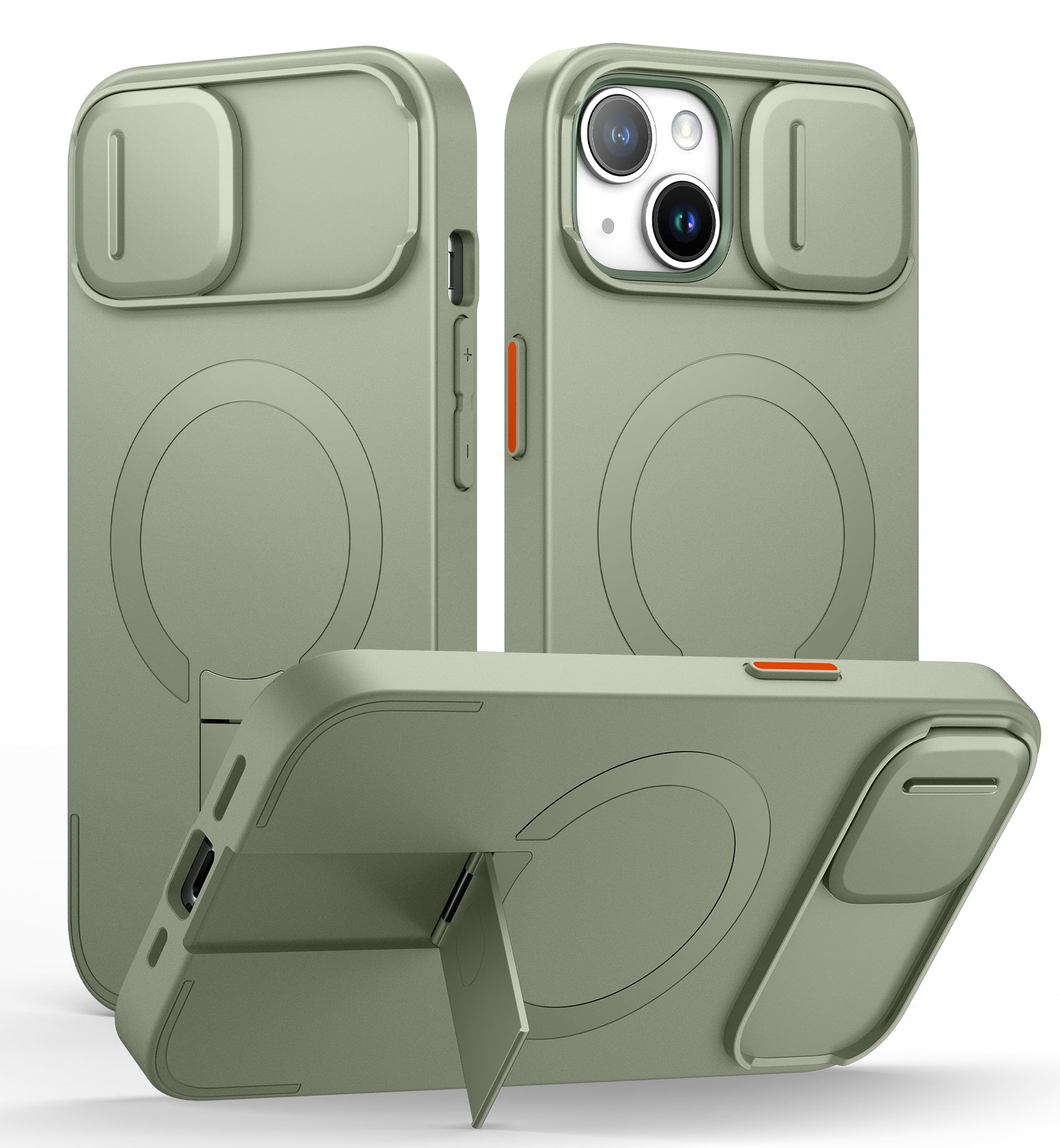 Suritch Case for iPhone 15 with Magnetic Camera Slide Cover Adjustable Kickstand Compatible with MagSafe
