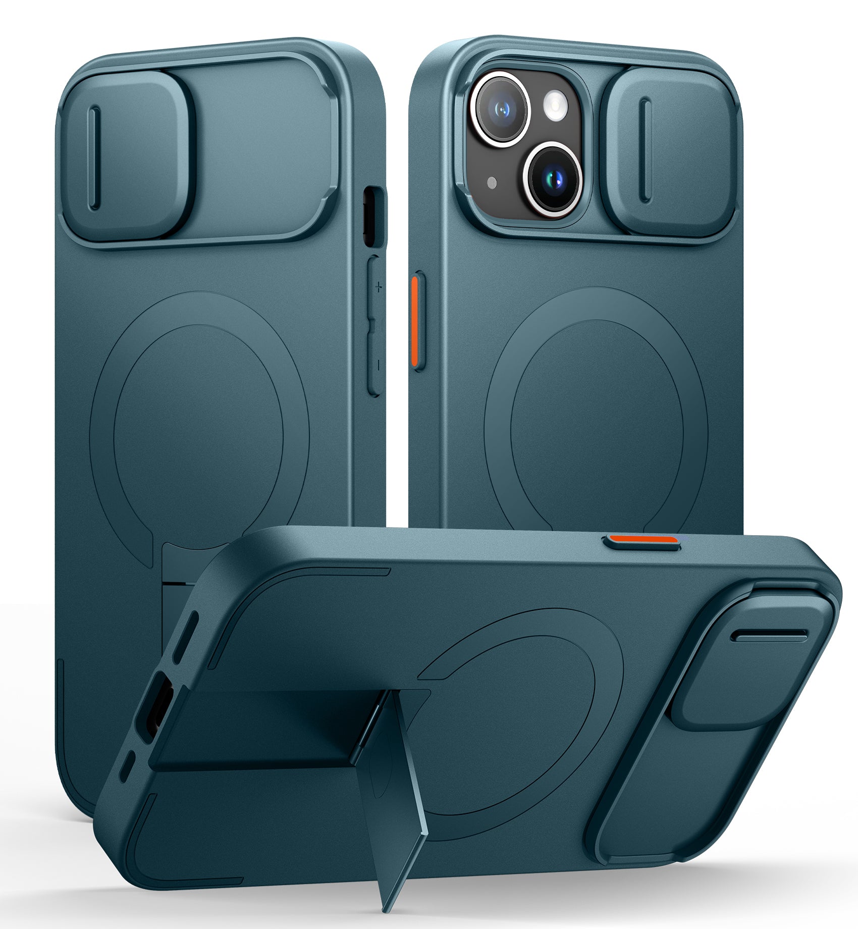 Suritch Case for iPhone 15 with Magnetic Camera Slide Cover Adjustable Kickstand Compatible with MagSafe