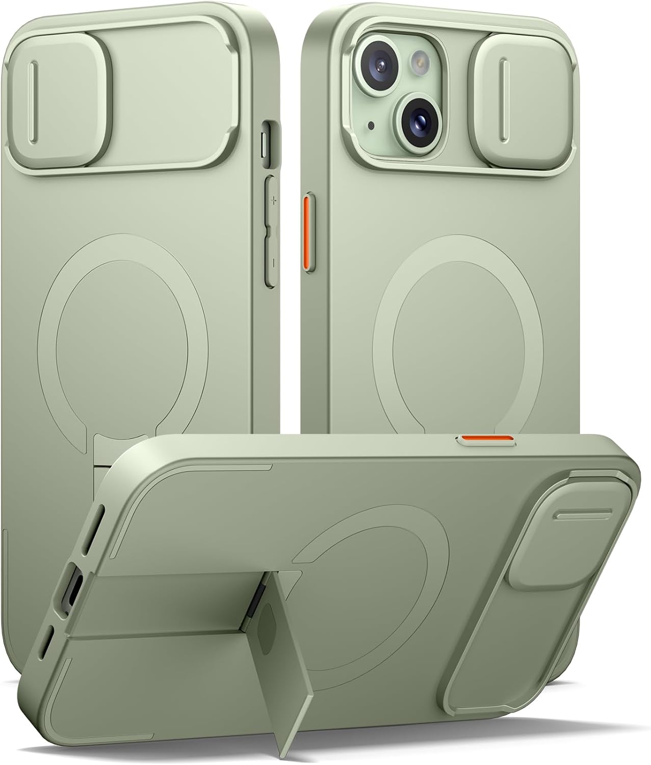 Suritch Case for iPhone 15 Plus with Magnetic Camera Slide Cover Adjustable Kickstand Compatible with MagSafe Slim Protective Cover
