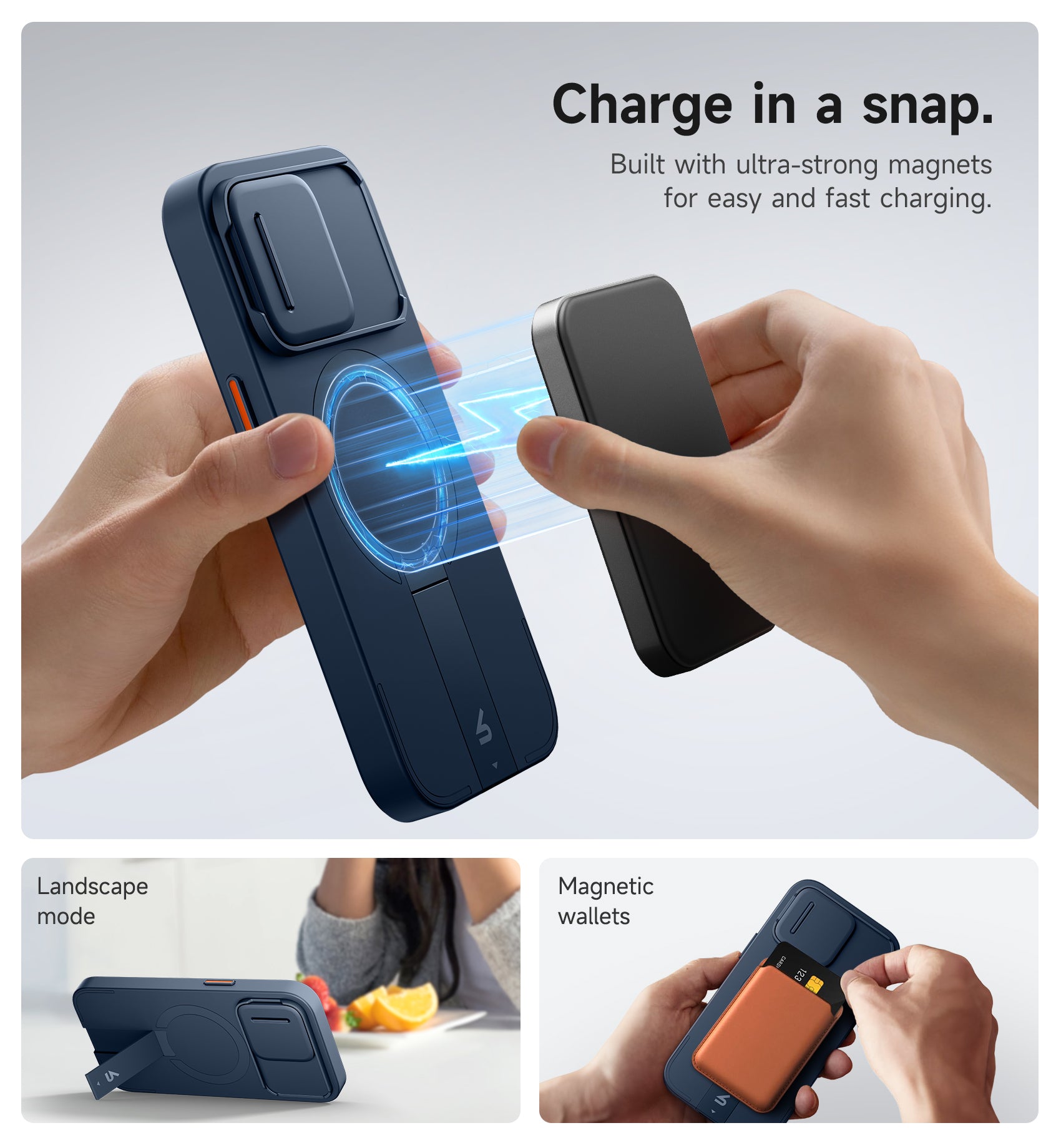Suritch Case for iPhone 15 Pro with Magnetic Camera Slide Cover Adjustable Kickstand Compatible with MagSafe