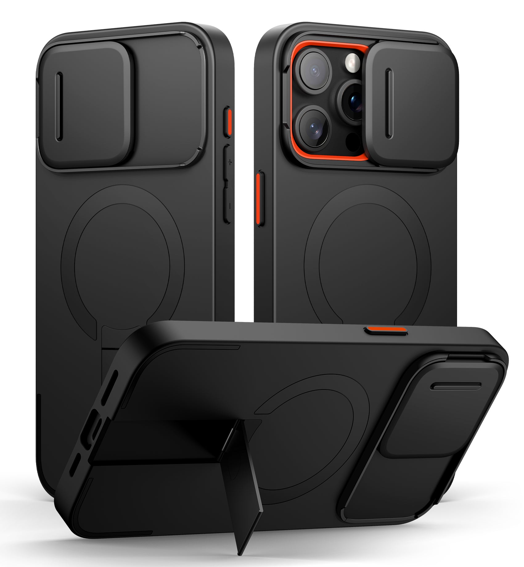 Suritch Case for iPhone 15 Pro Max with Magnetic Camera Slide Cover Adjustable Kickstand Compatible with MagSafe