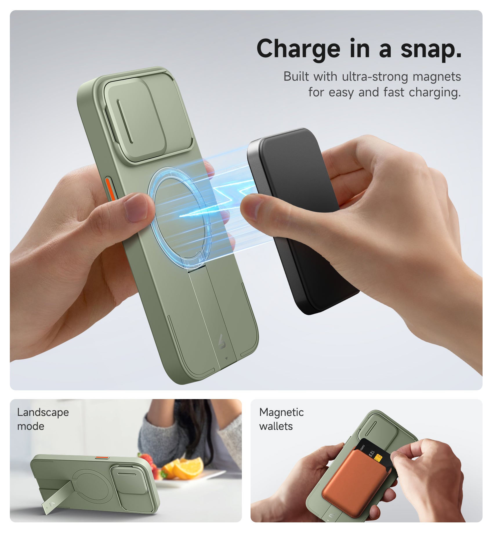 Suritch Case for iPhone 15 Pro Max with Magnetic Camera Slide Cover Adjustable Kickstand Compatible with MagSafe